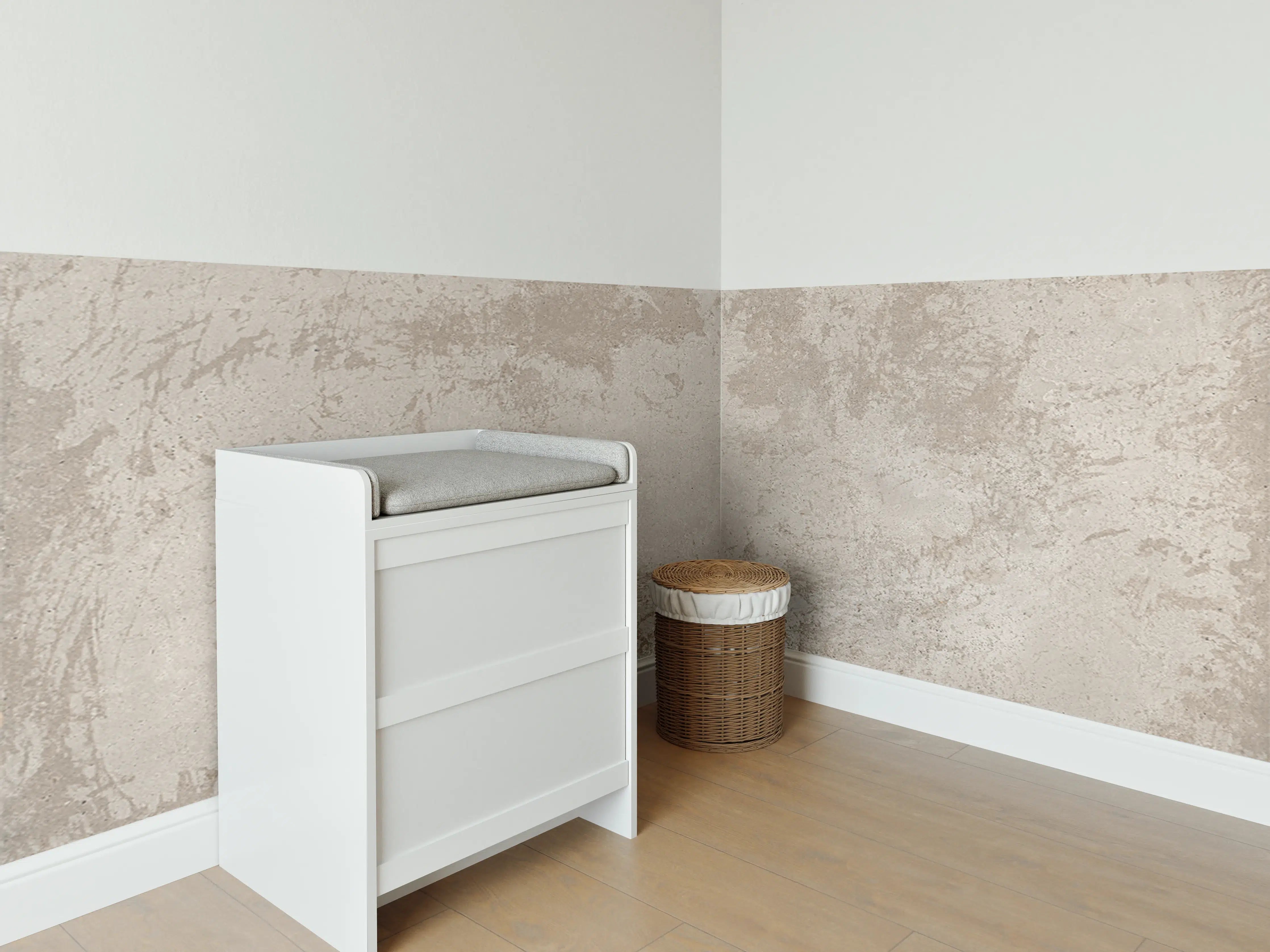 Babyzimmer Wandgestaltung - Antik beige Betonwand