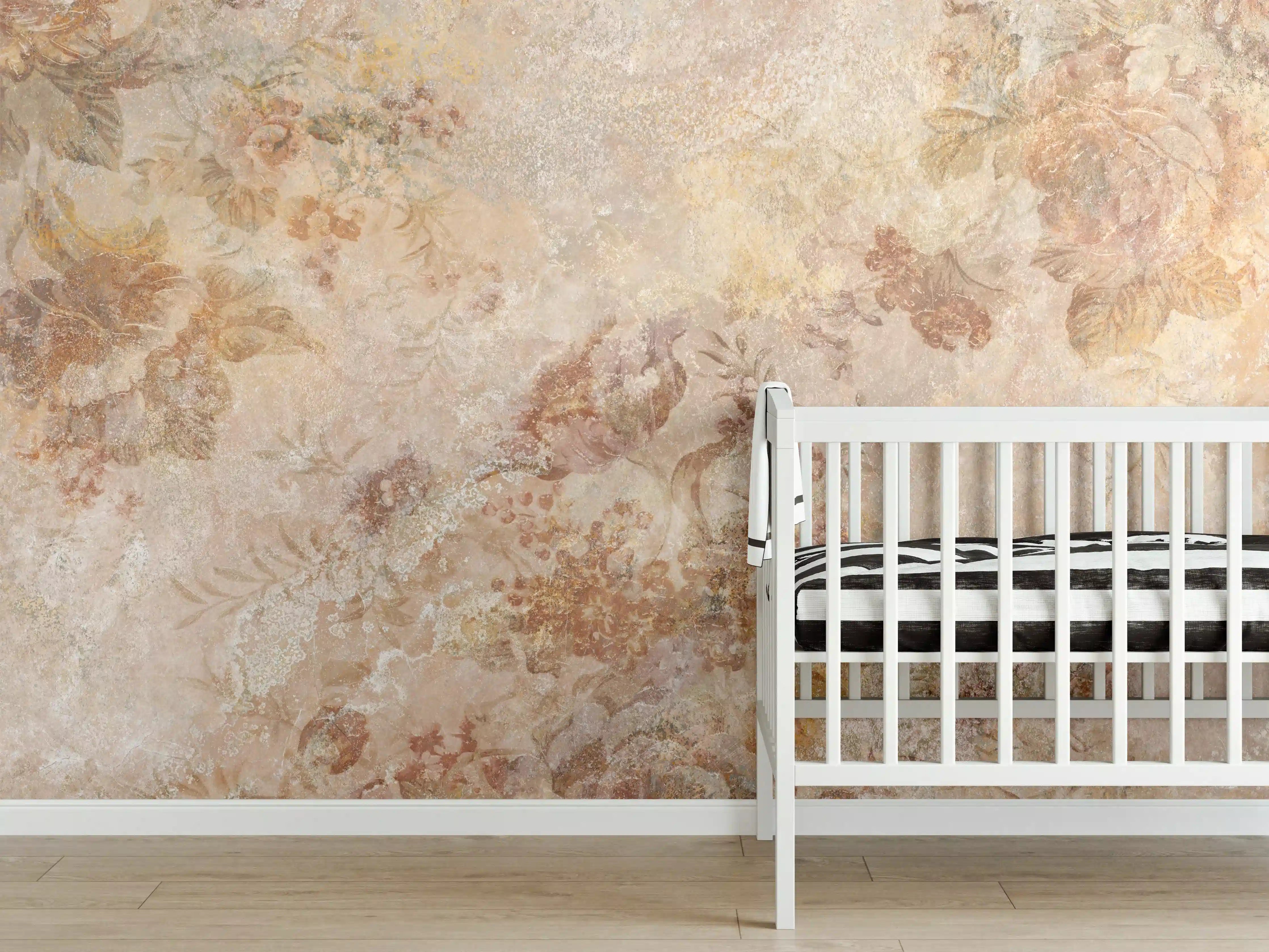 Babyzimmer Wandgestaltung - Antikes Blumen Design