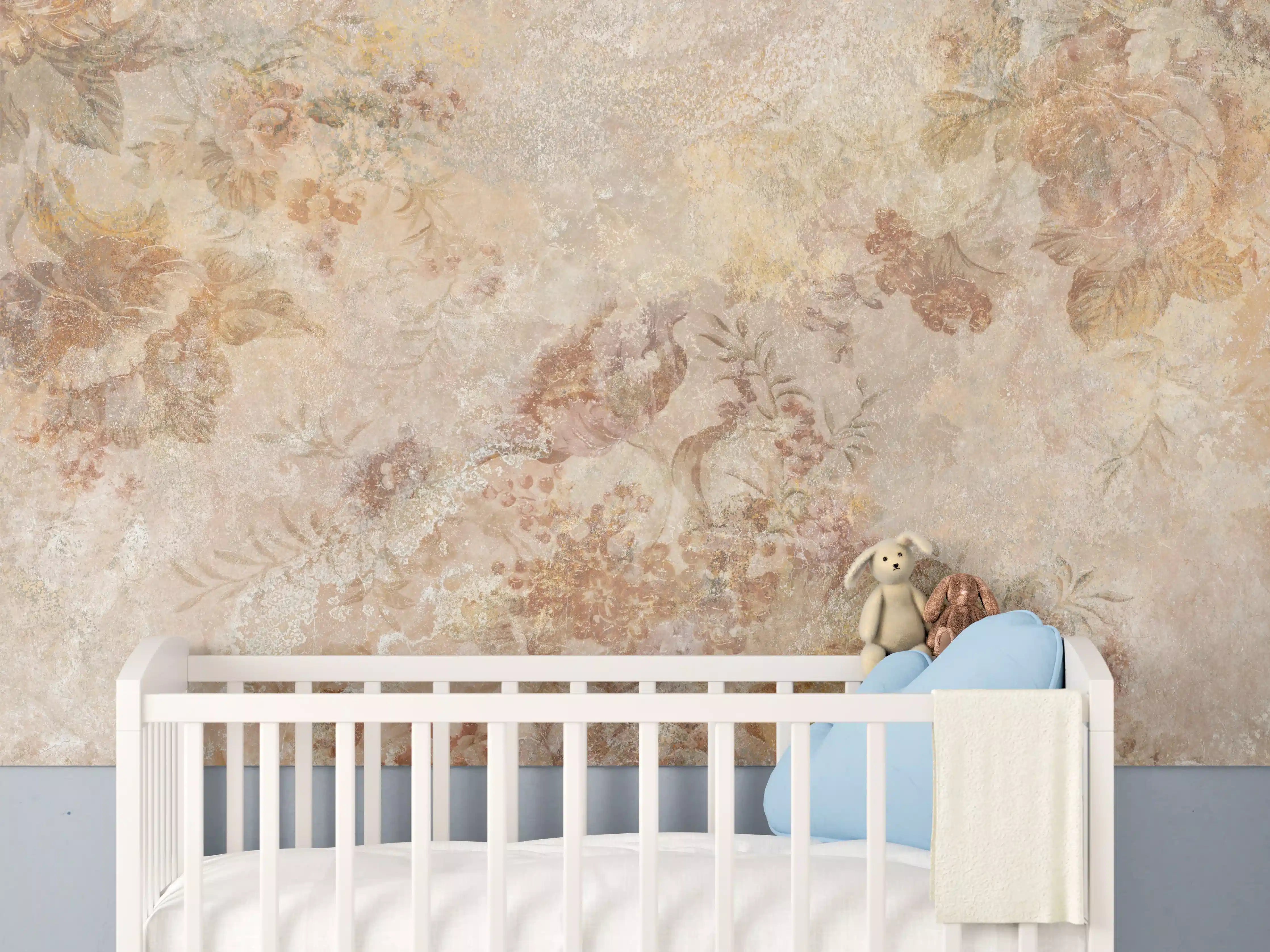 Babyzimmer Wandgestaltung - Antikes Blumen Design