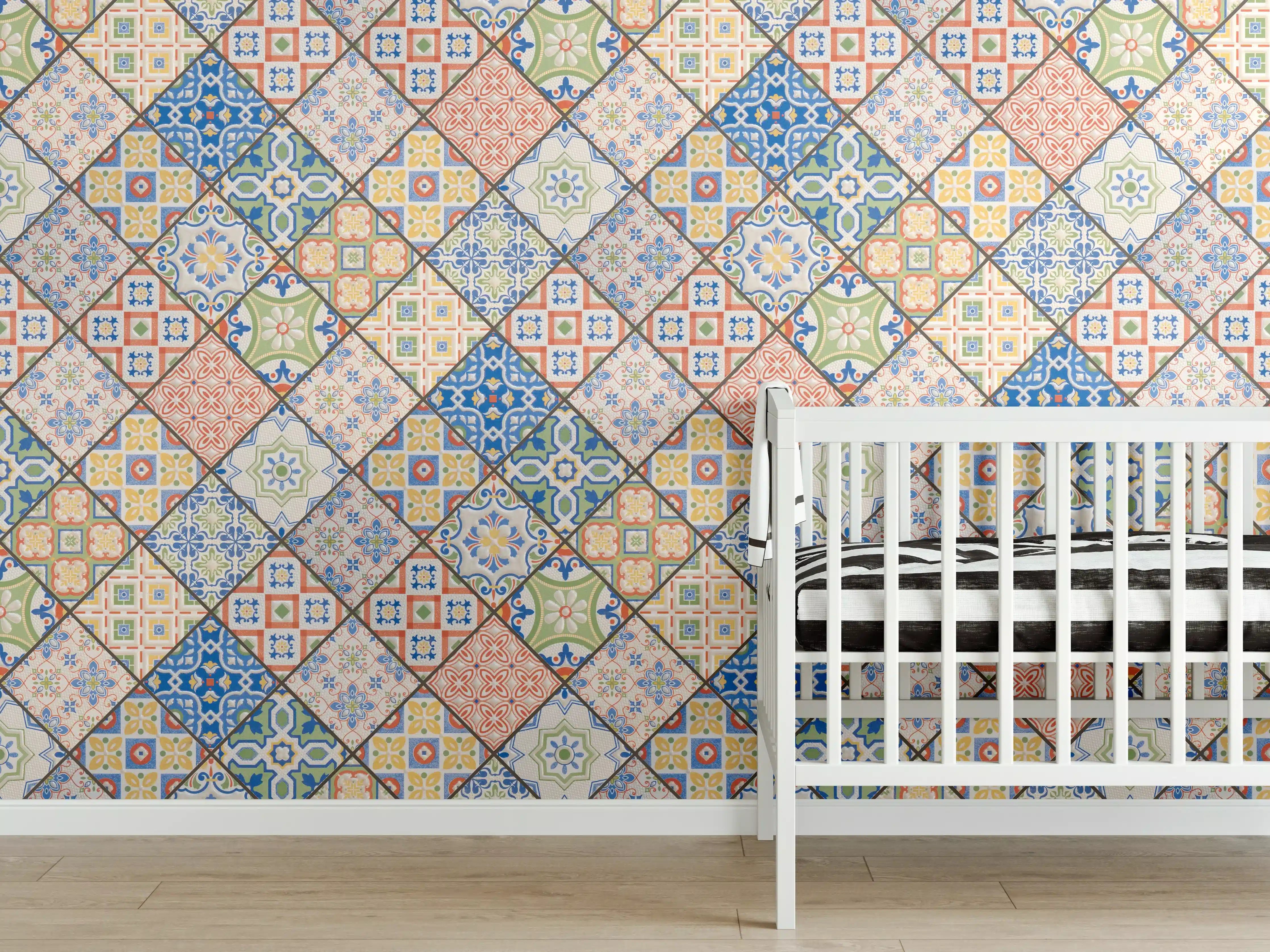 Babyzimmer Wandgestaltung - Antikes Mosaik Muster - Fliesen