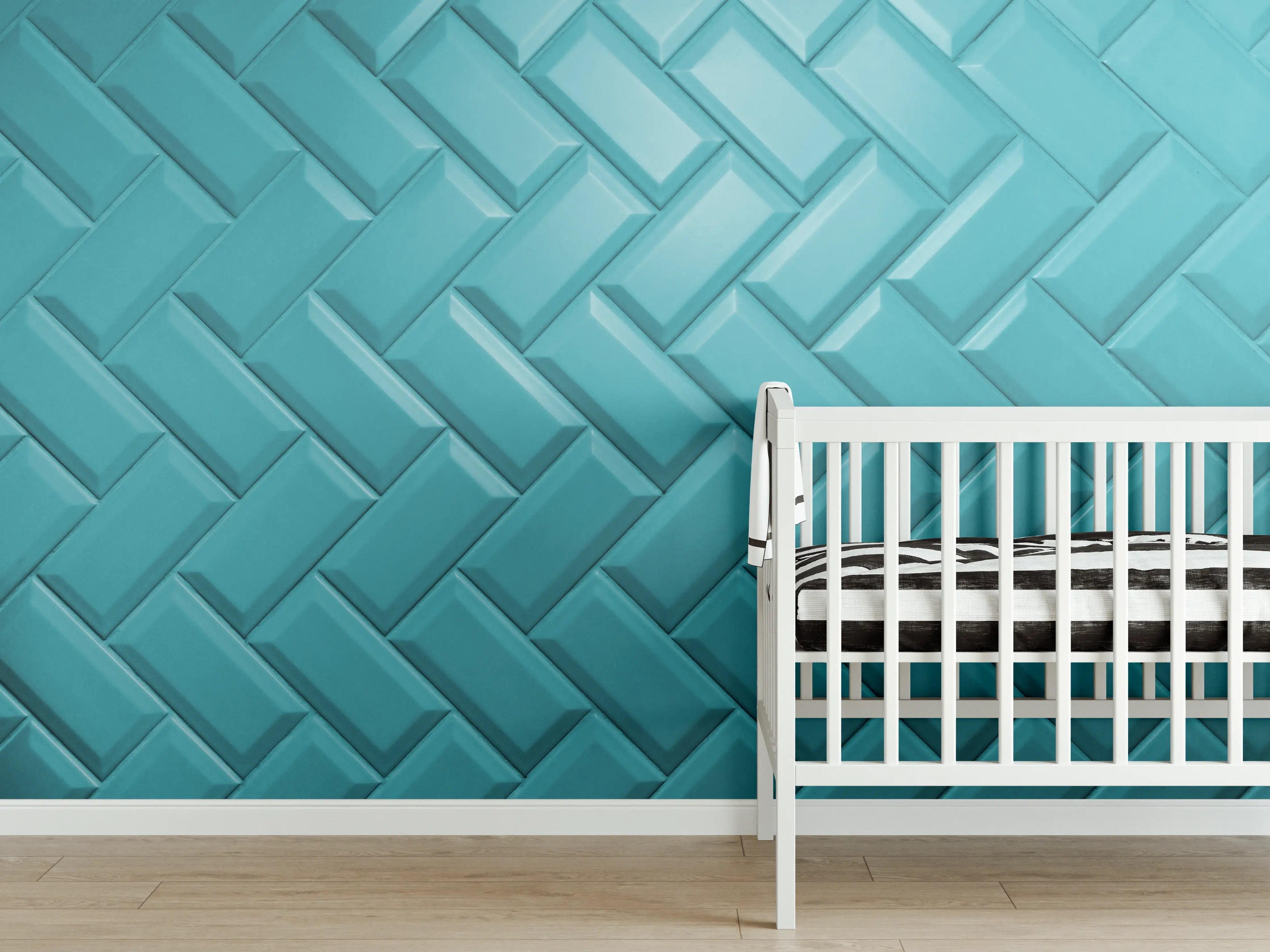 Babyzimmer Wandgestaltung - Aqua Matte Keramikfliesen