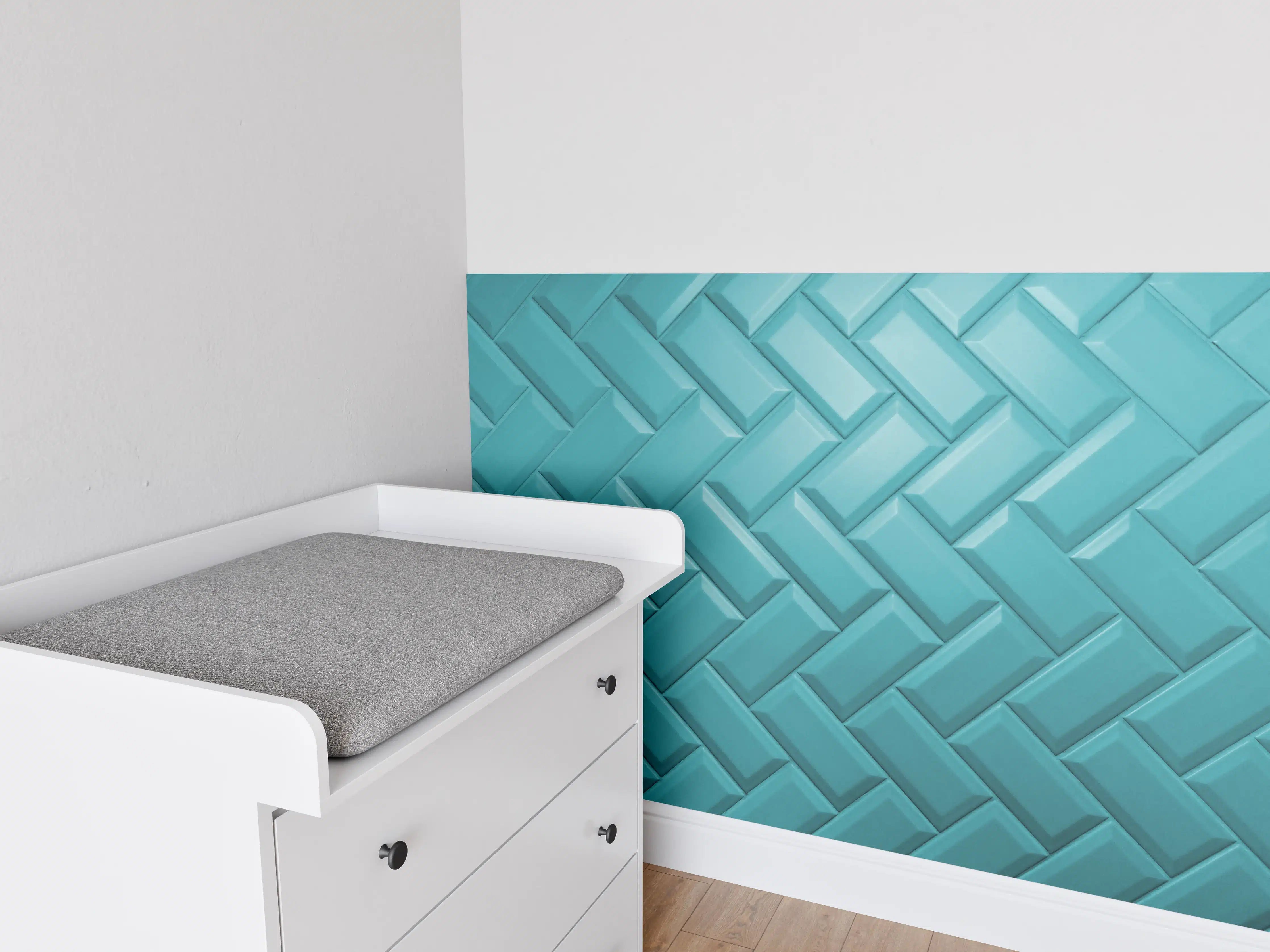 Babyzimmer Wandgestaltung - Aqua Matte Keramikfliesen