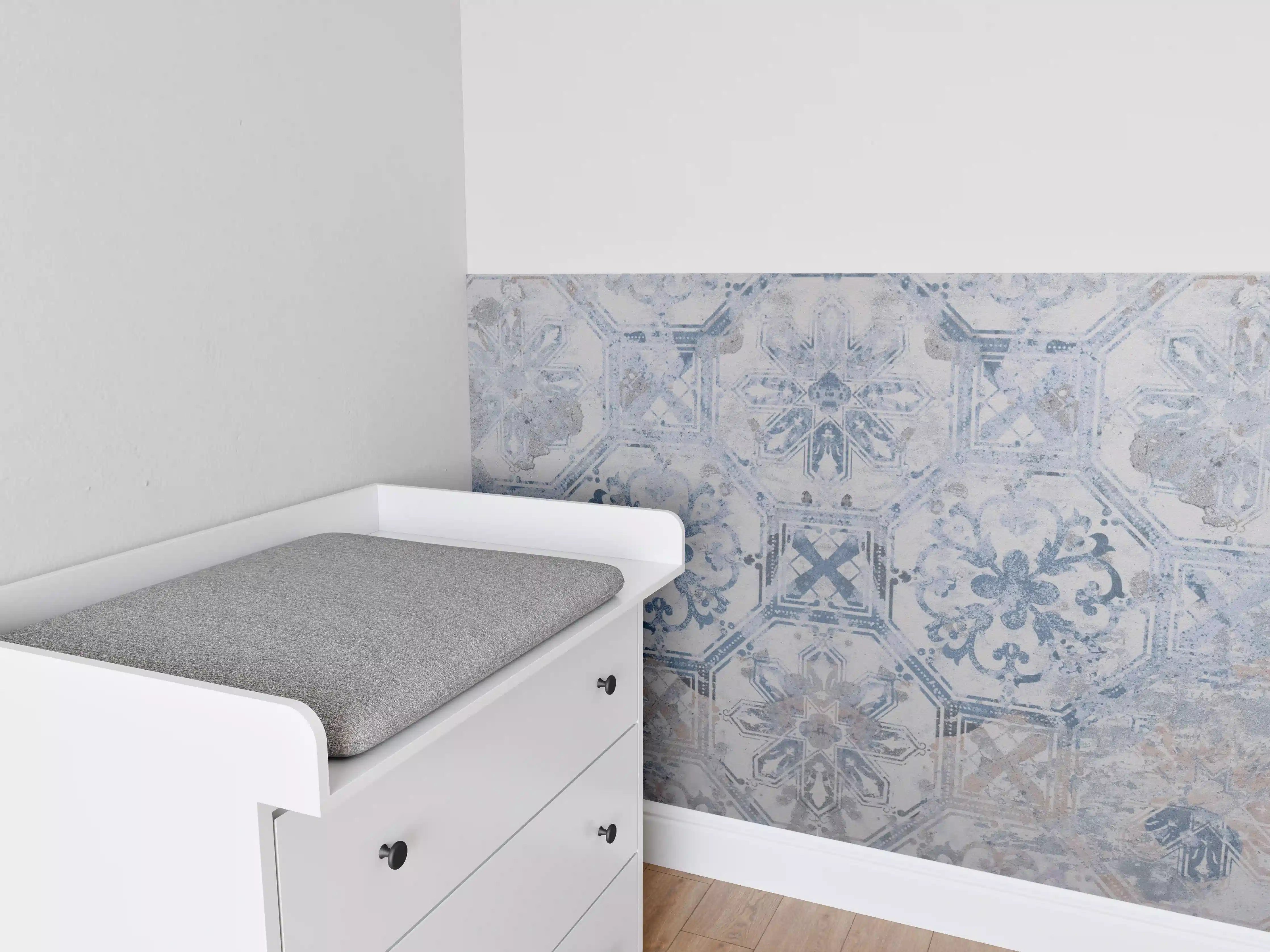 Babyzimmer Wandgestaltung - Aquarall Vintage Fliesen