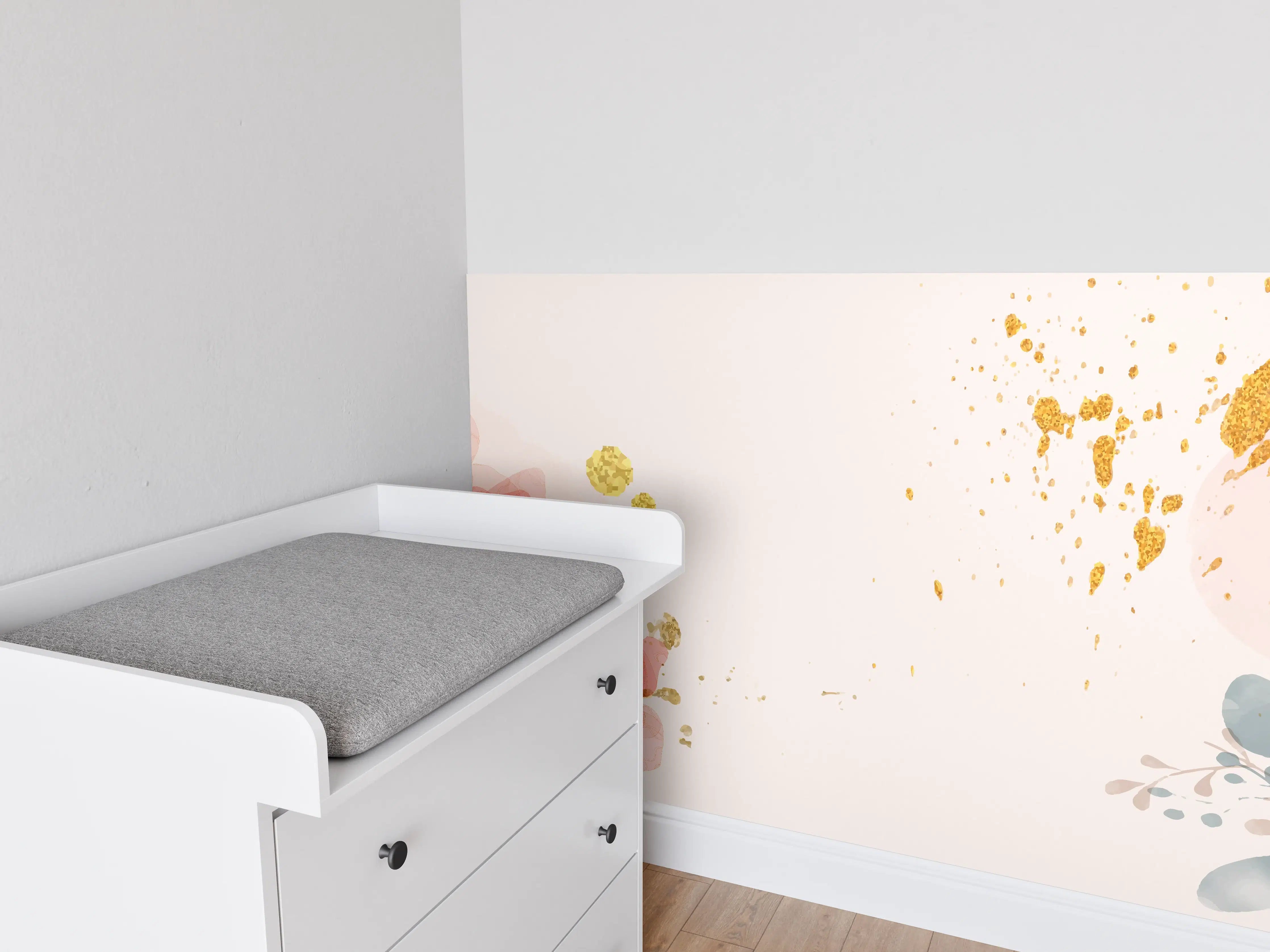 Babyzimmer Wandgestaltung - Aquarell Blumen Abstrakt