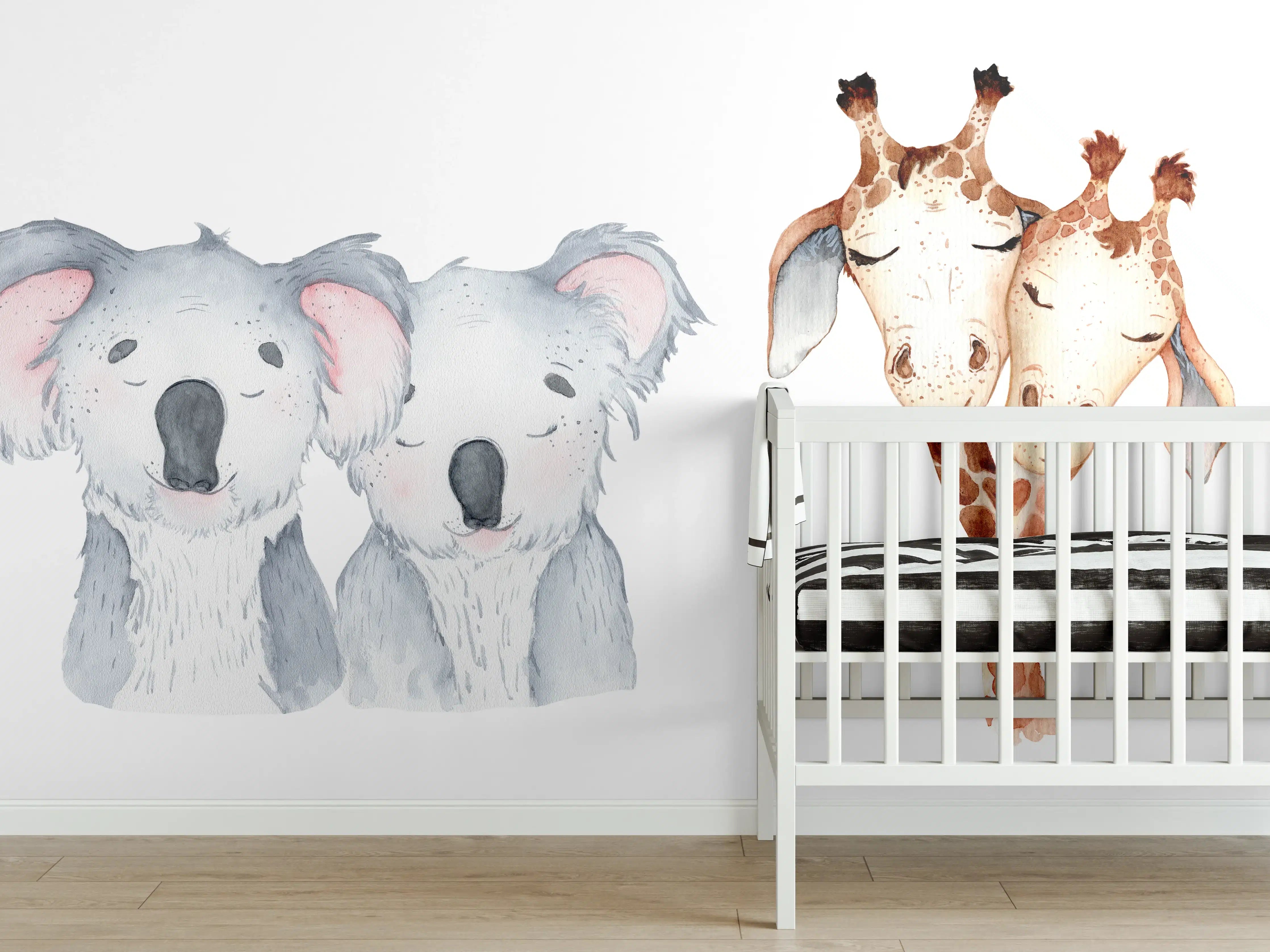Babyzimmer Wandgestaltung - Aquarell Tiercharaktere Set