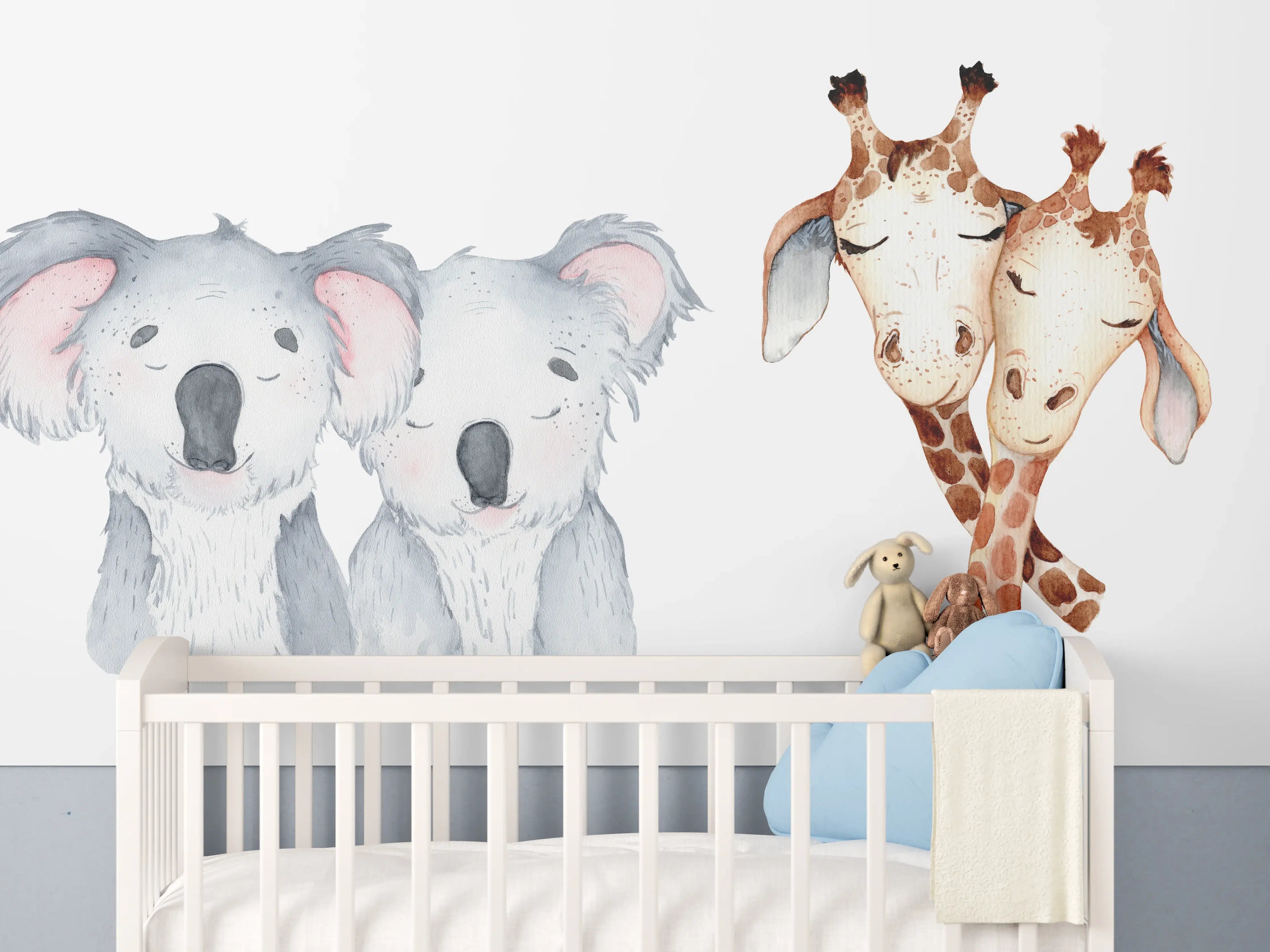 Babyzimmer Wandgestaltung - Aquarell Tiercharaktere Set
