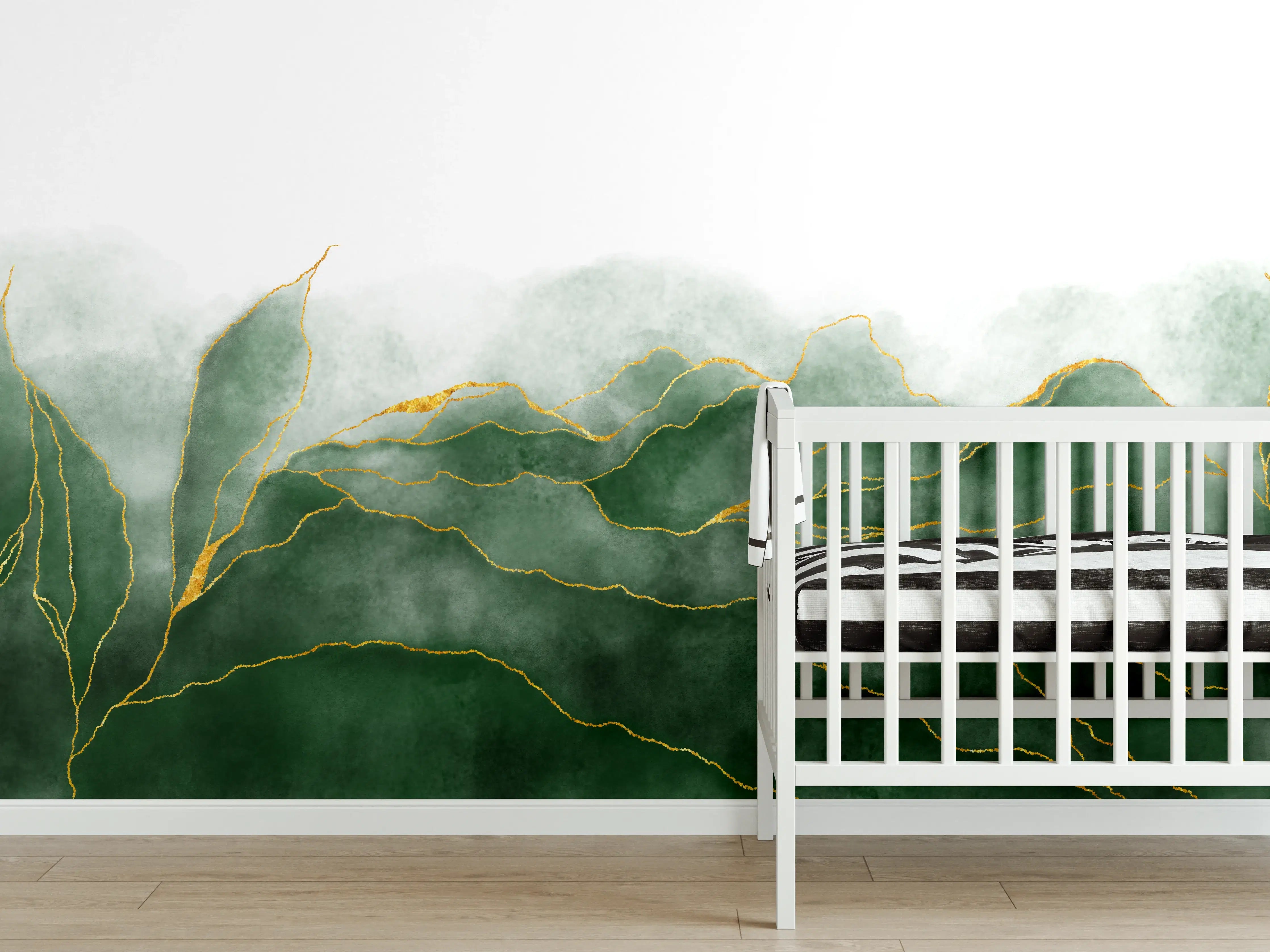 Babyzimmer Wandgestaltung - Aquarell Zeichnung - Pflanzen