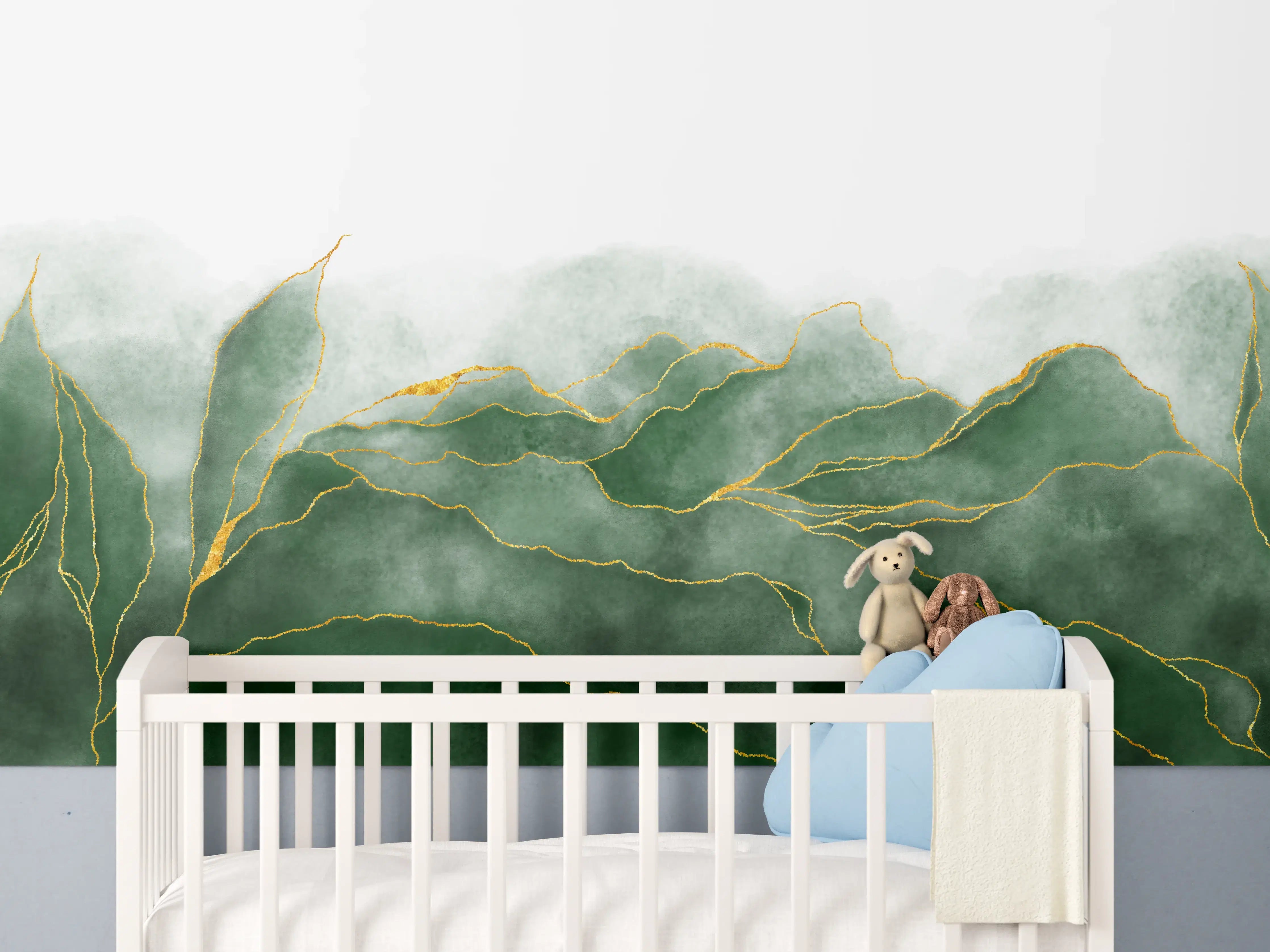 Babyzimmer Wandgestaltung - Aquarell Zeichnung - Pflanzen
