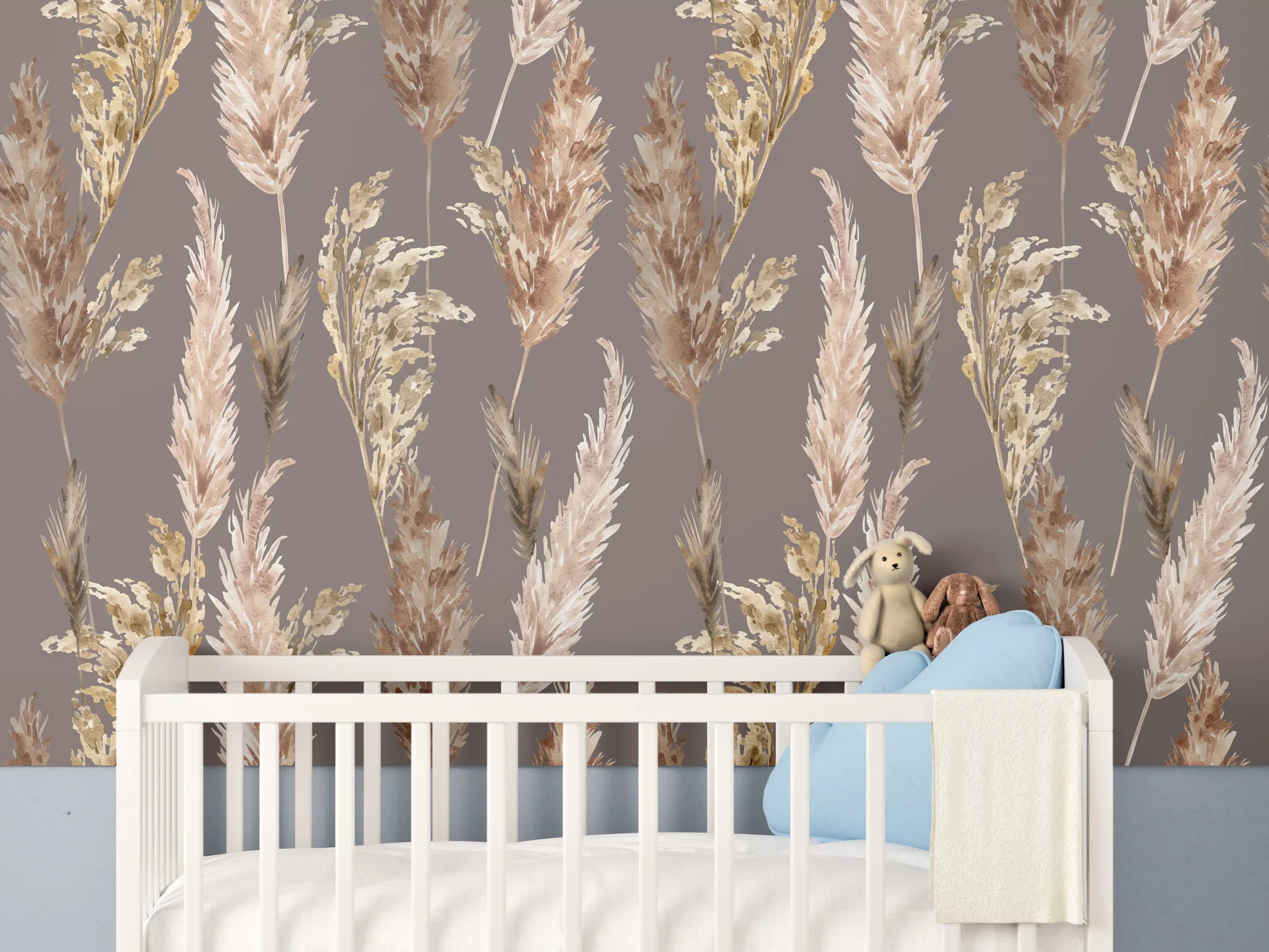 Babyzimmer Wandgestaltung - Aquarell floralen Muster 