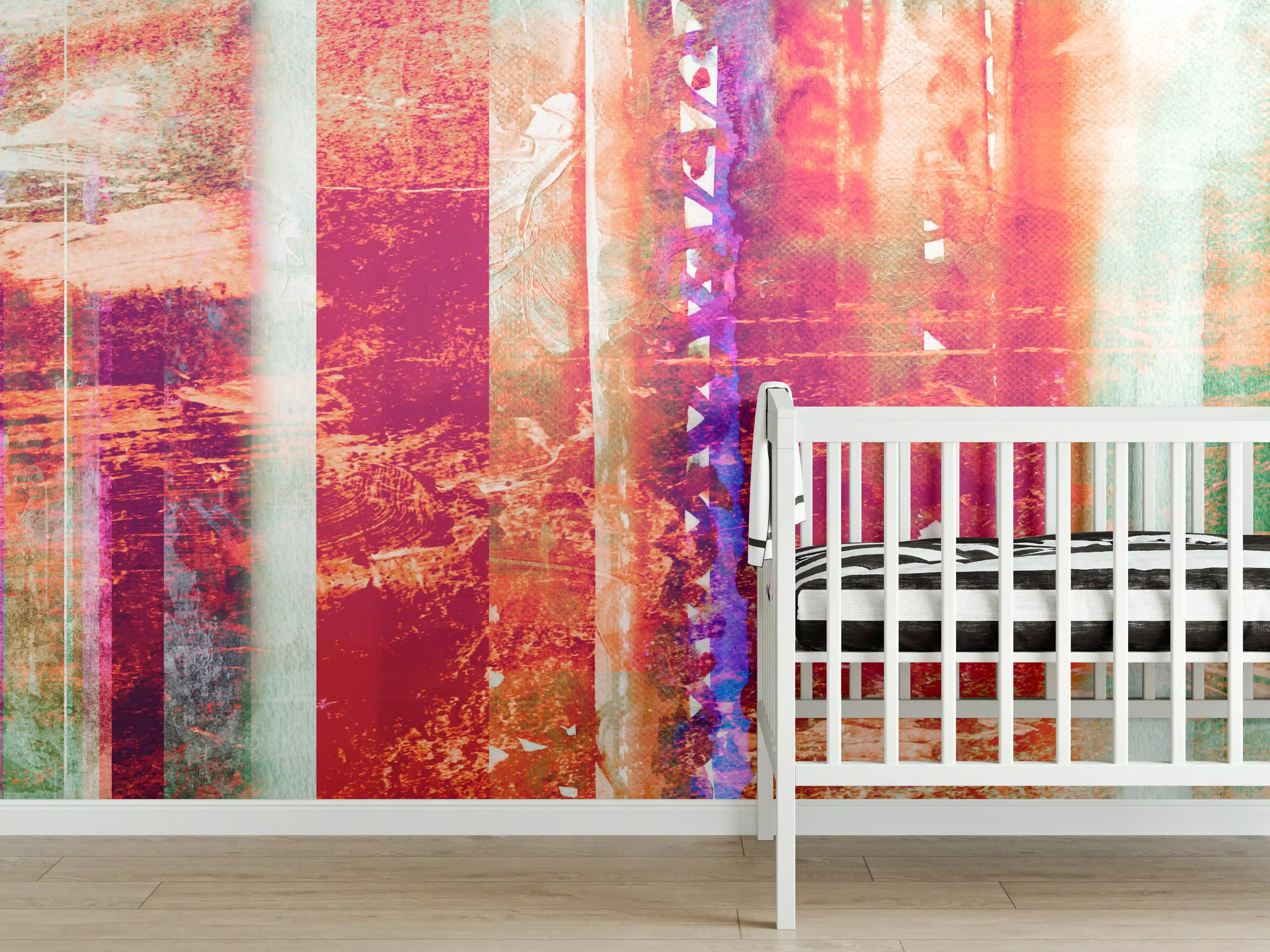 Babyzimmer Wandgestaltung - Aquarell pastellfarbige Streifen