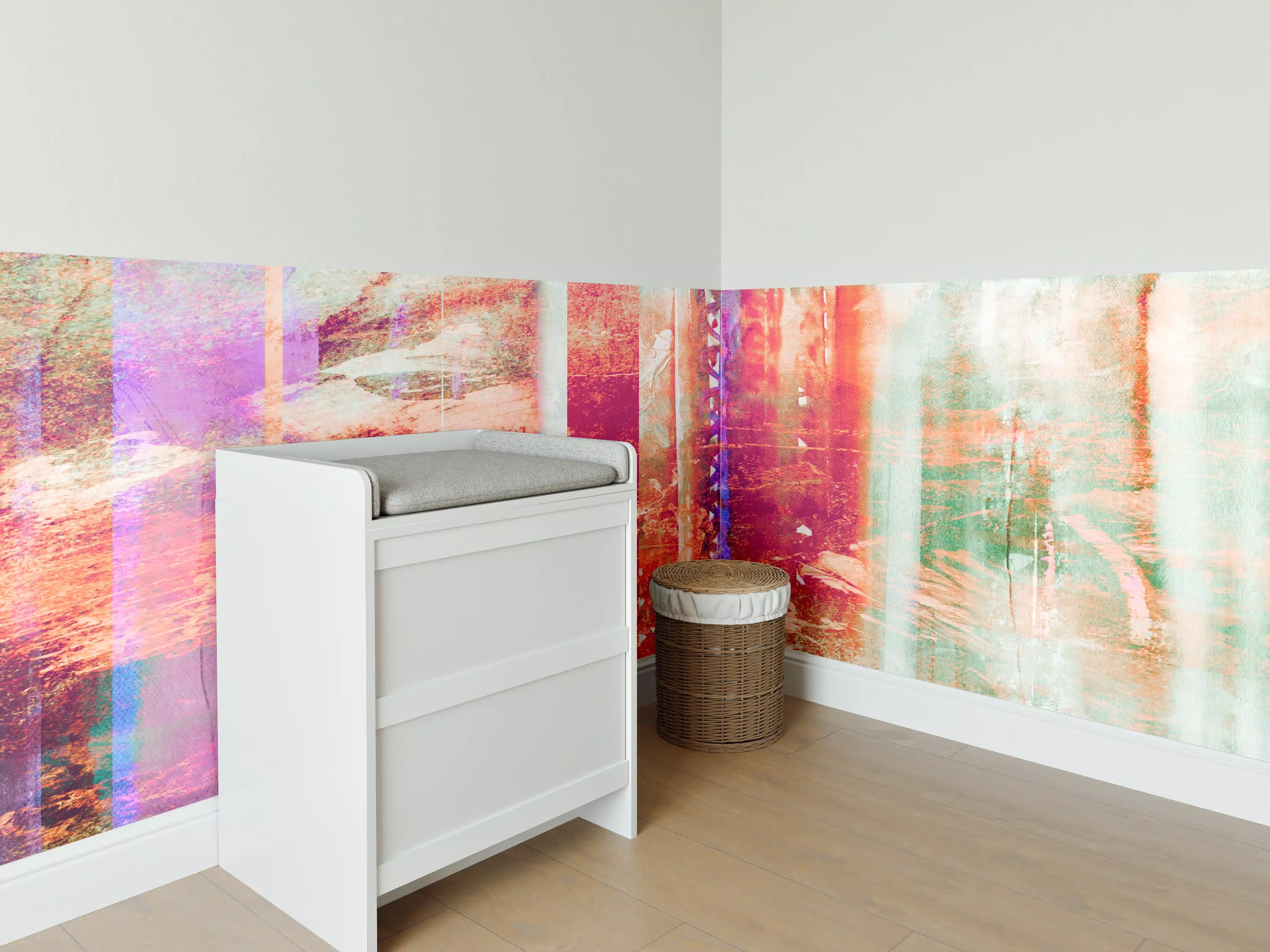 Babyzimmer Wandgestaltung - Aquarell pastellfarbige Streifen