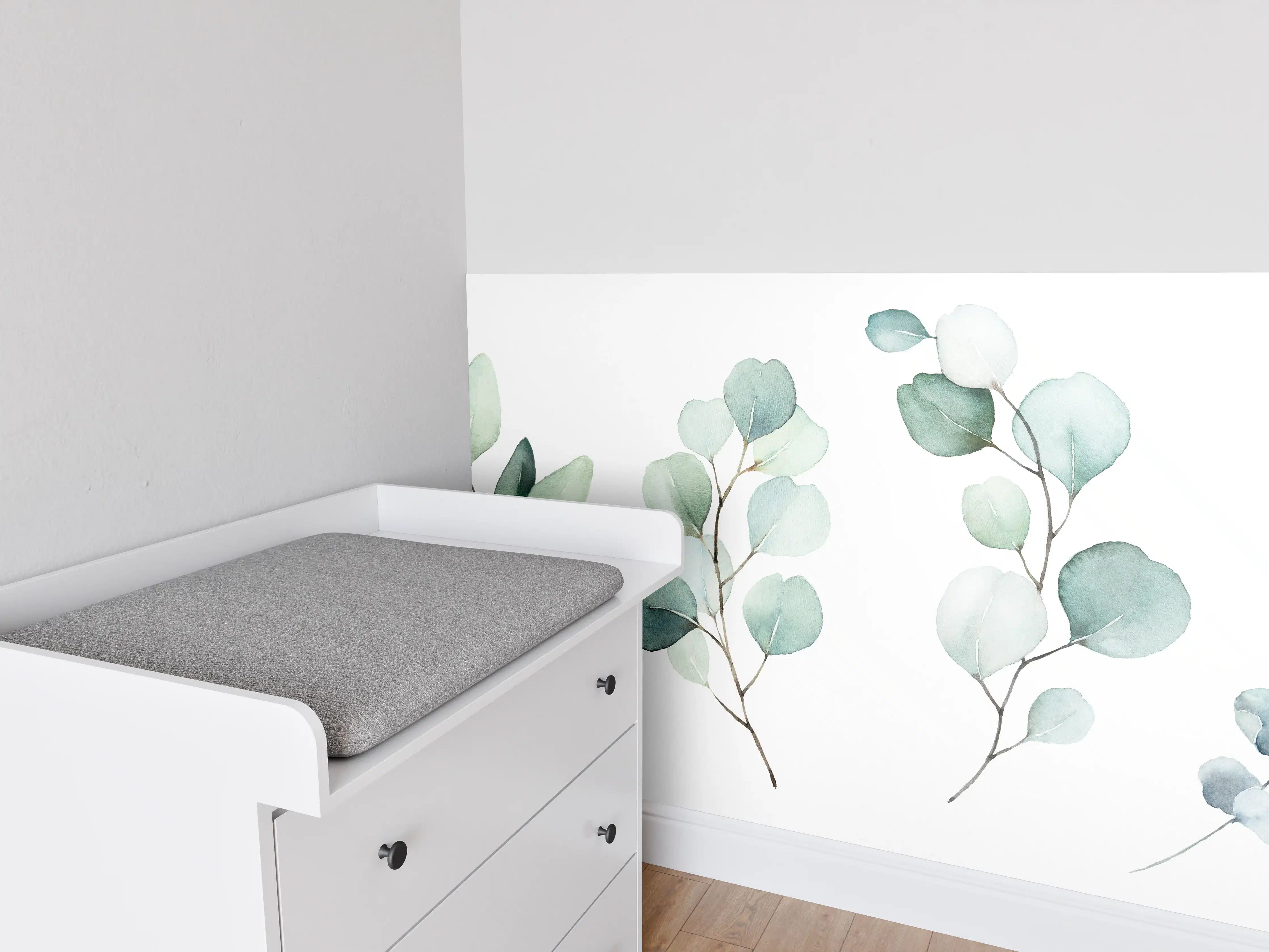 Babyzimmer Wandgestaltung - Aquarell von verschiedenen Ästen