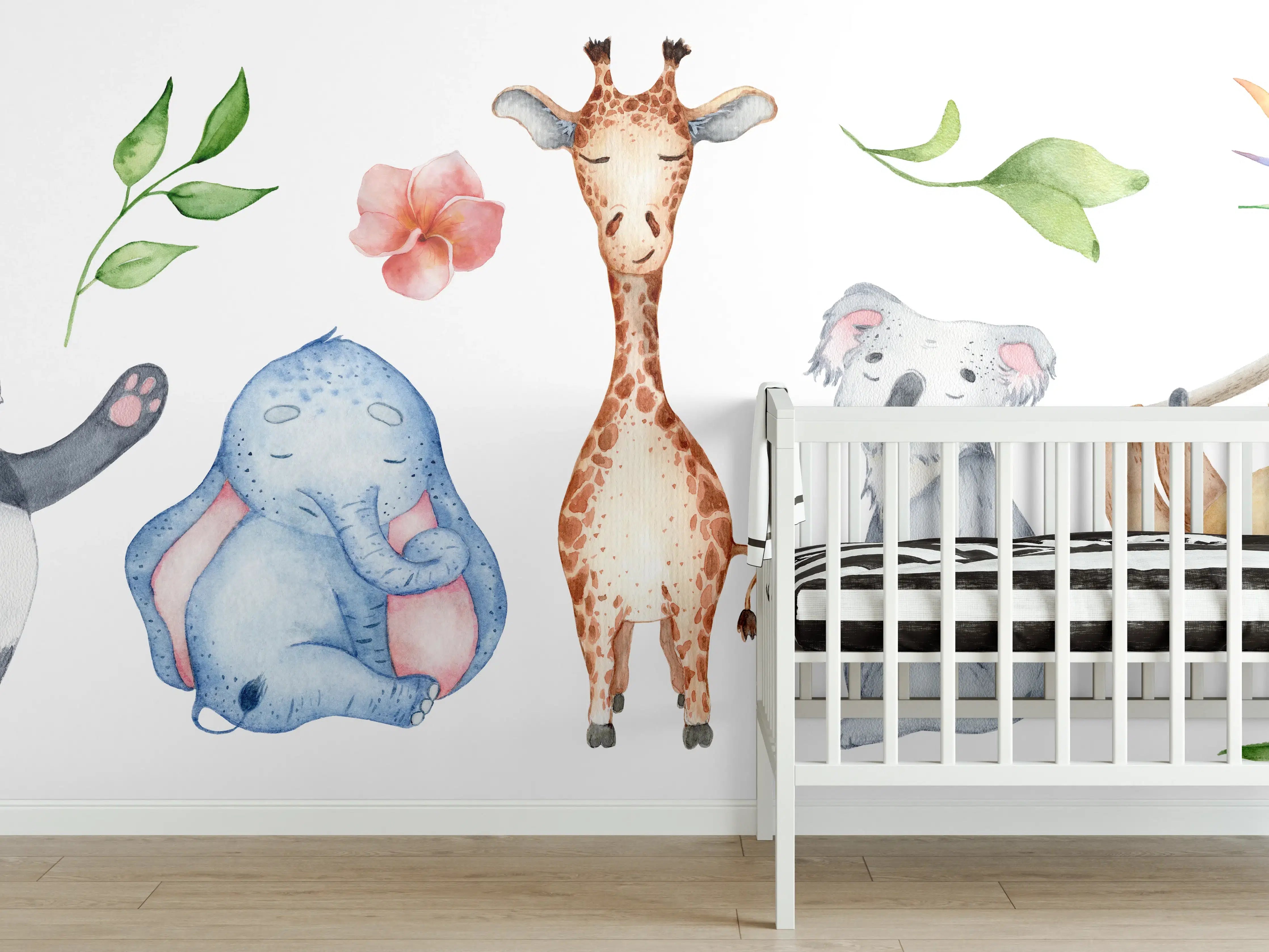 Babyzimmer Wandgestaltung - Aquarelltiere - Charakter Sammlung