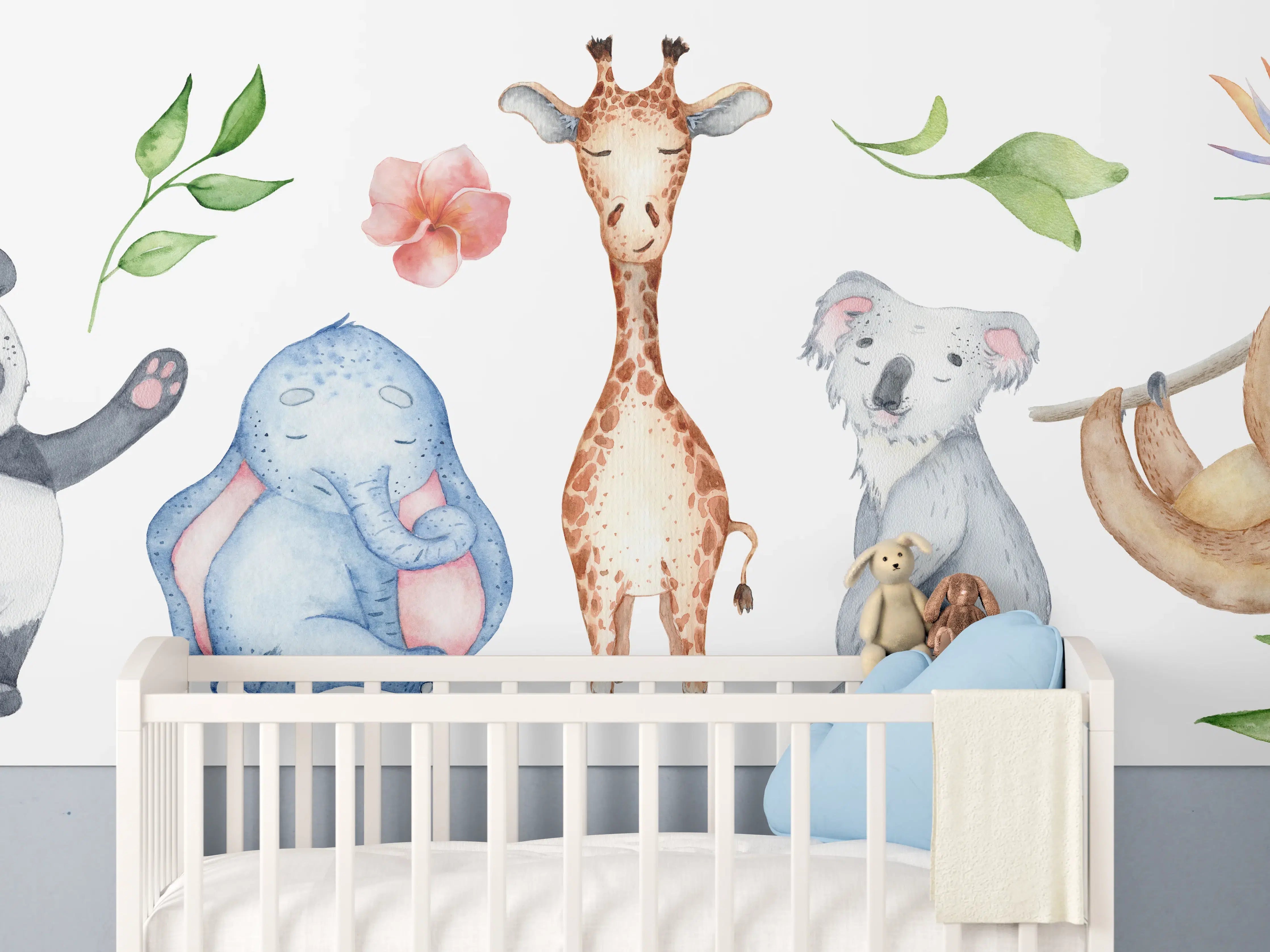 Babyzimmer Wandgestaltung - Aquarelltiere - Charakter Sammlung