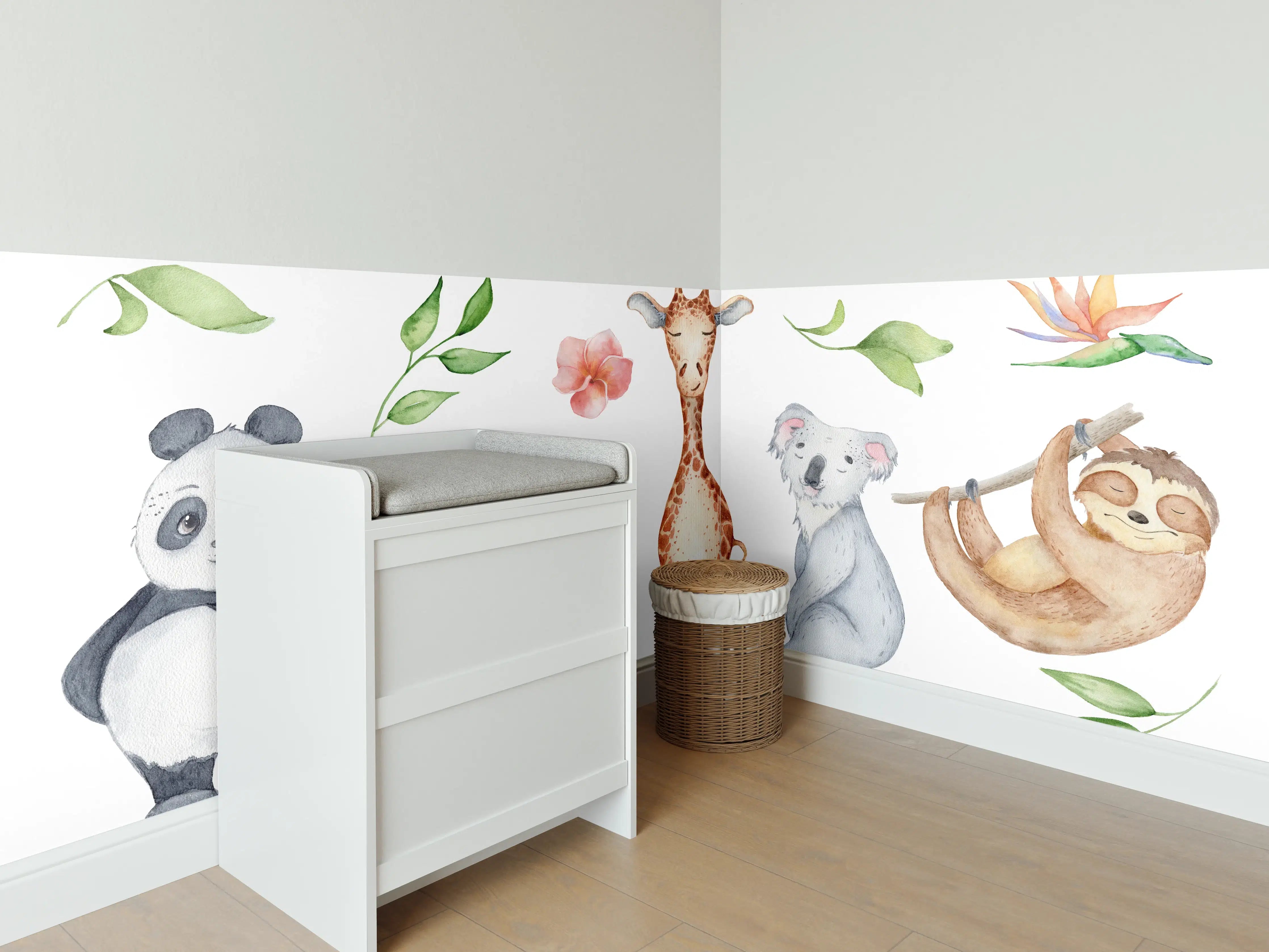 Babyzimmer Wandgestaltung - Aquarelltiere - Charakter Sammlung