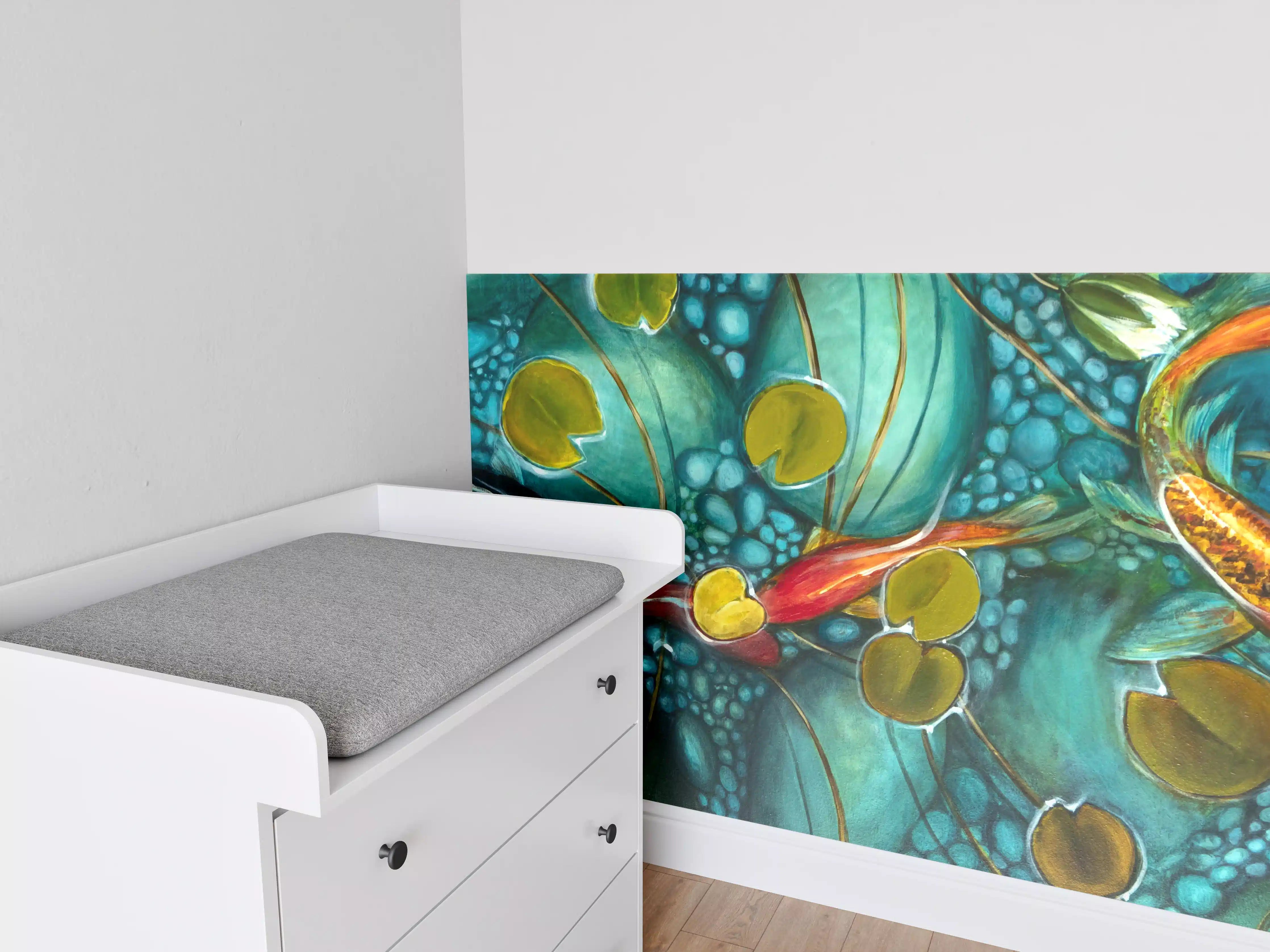 Babyzimmer Wandgestaltung - Aquarien-Kunstwerk mit Wasserpflanzen und Fischen