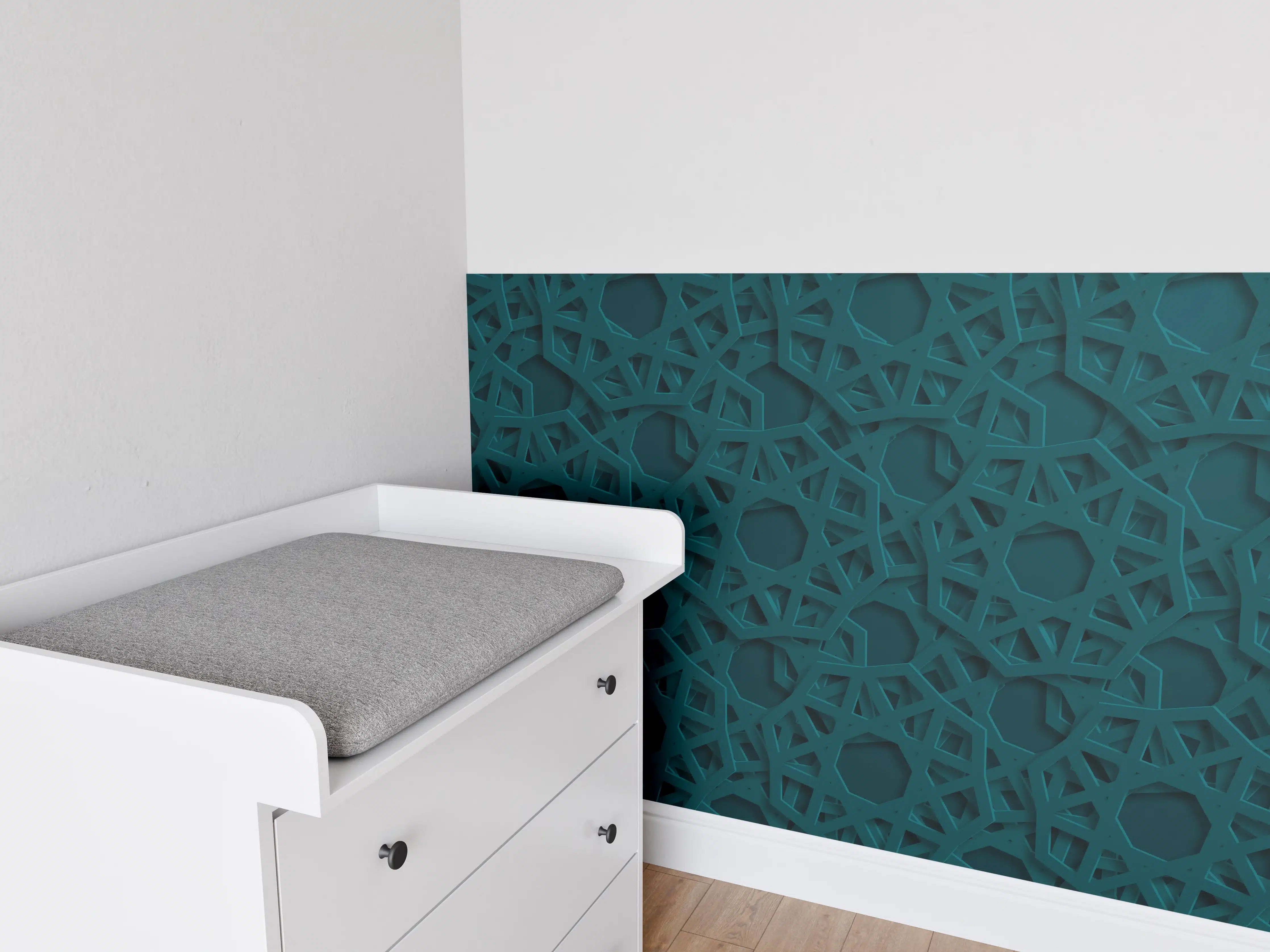 Babyzimmer Wandgestaltung - Arabische Muster Dunkelgrün