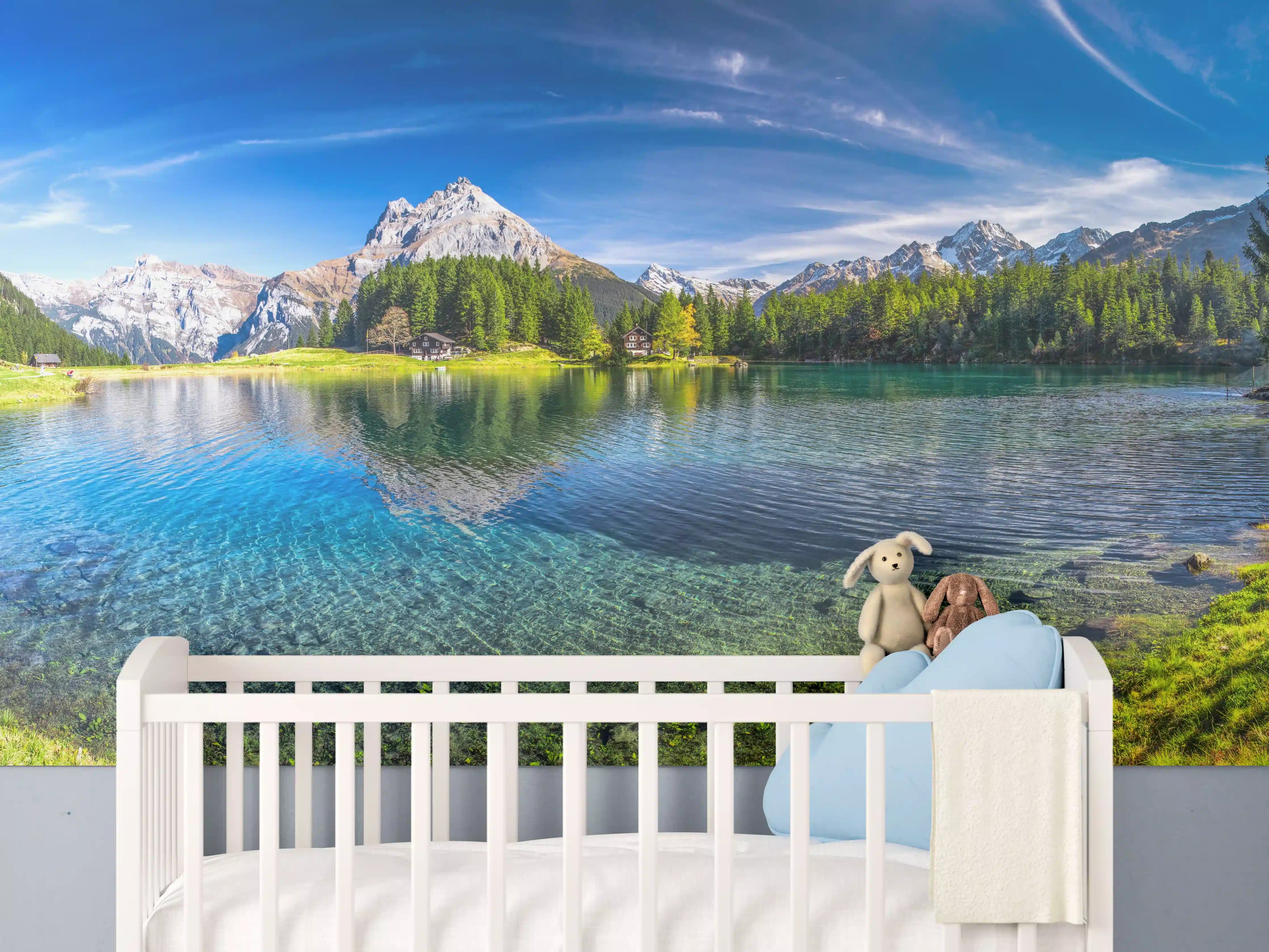 Babyzimmer Wandgestaltung - Arnisee in schweizer Alpen