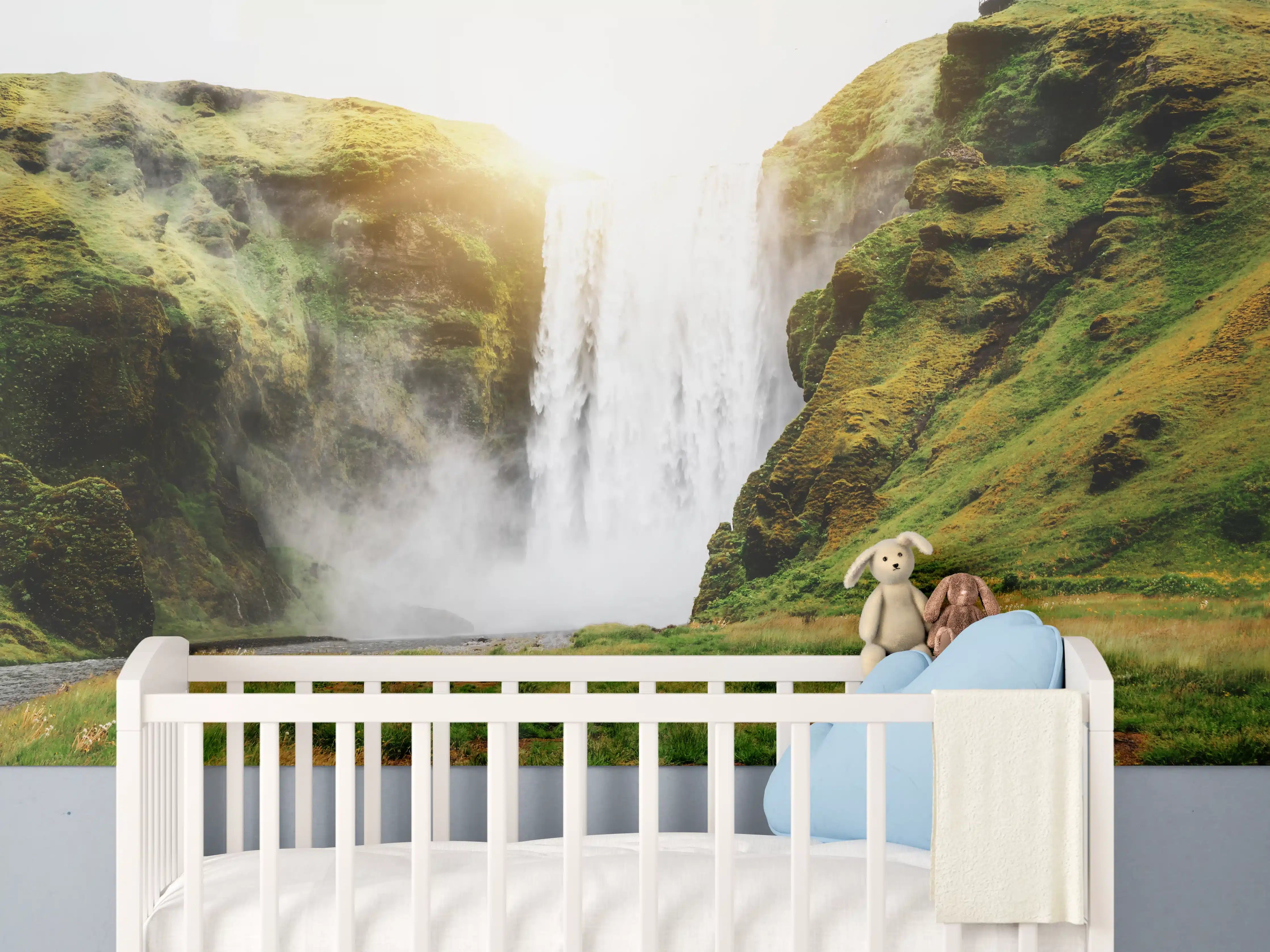 Babyzimmer Wandgestaltung - Atemberaubender Wasserfall in Island