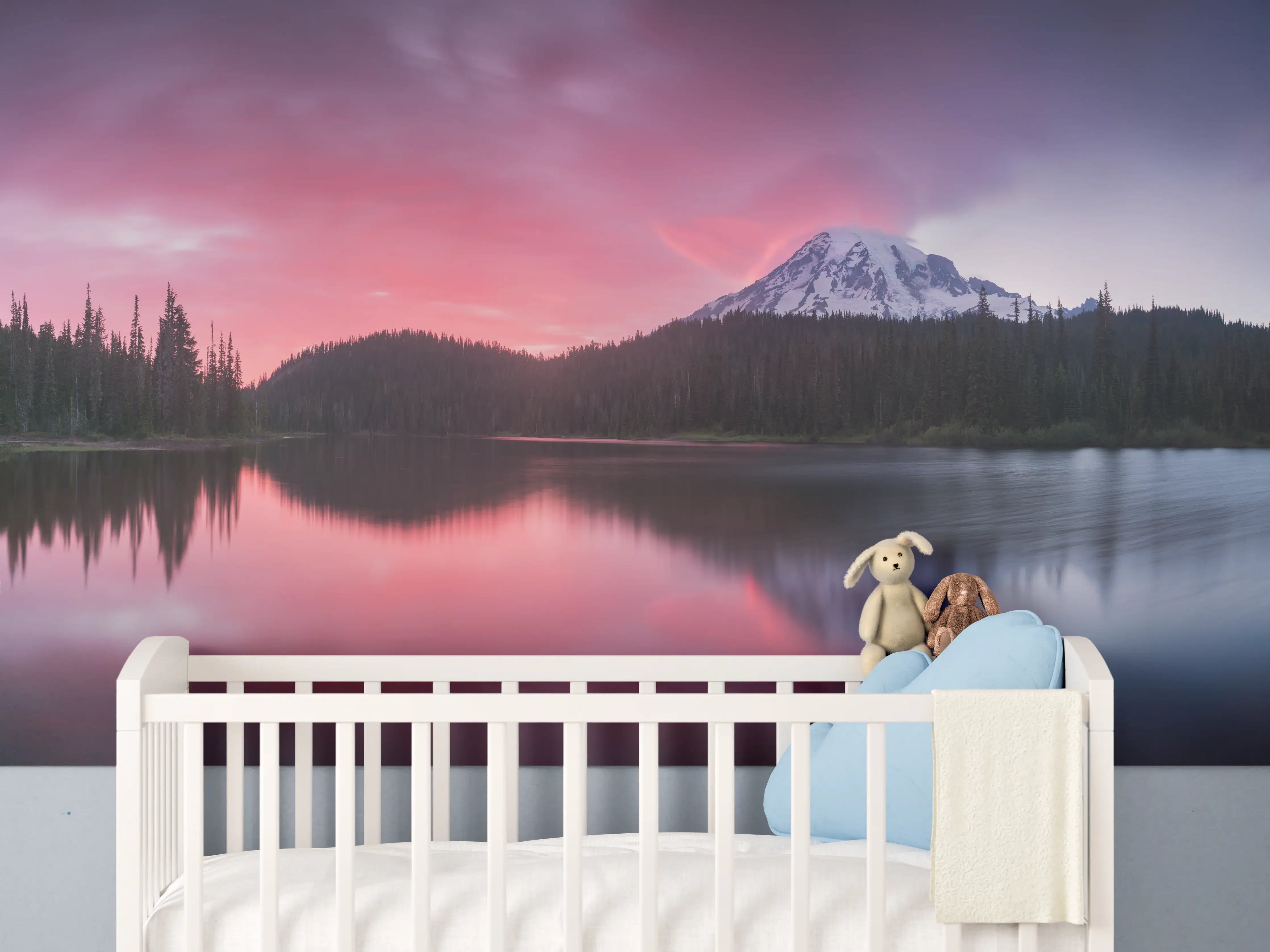 Babyzimmer Wandgestaltung - Aussicht auf den Mount Rainier