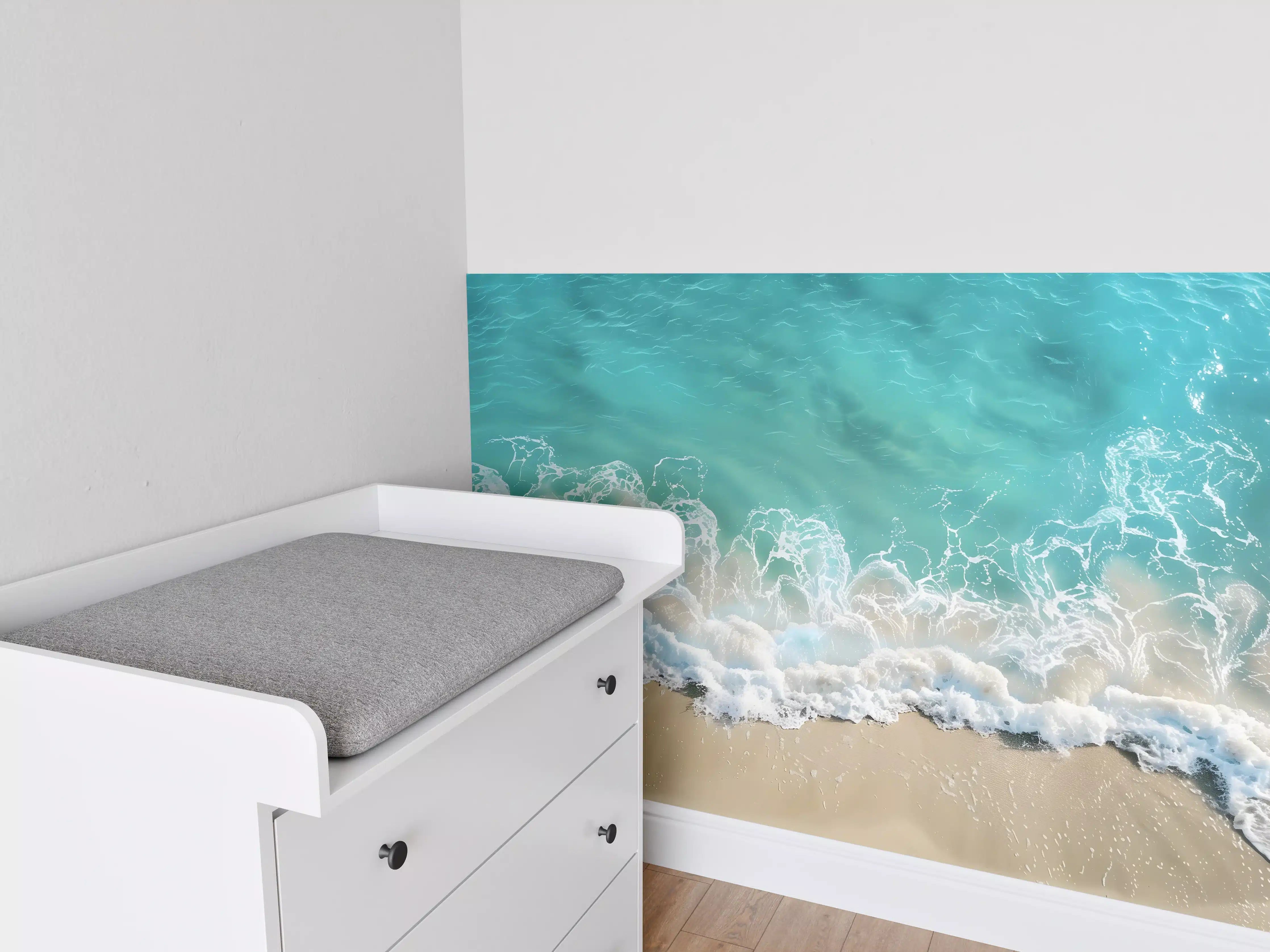 Babyzimmer Wandgestaltung - Azurblaues Meer und feiner Strand