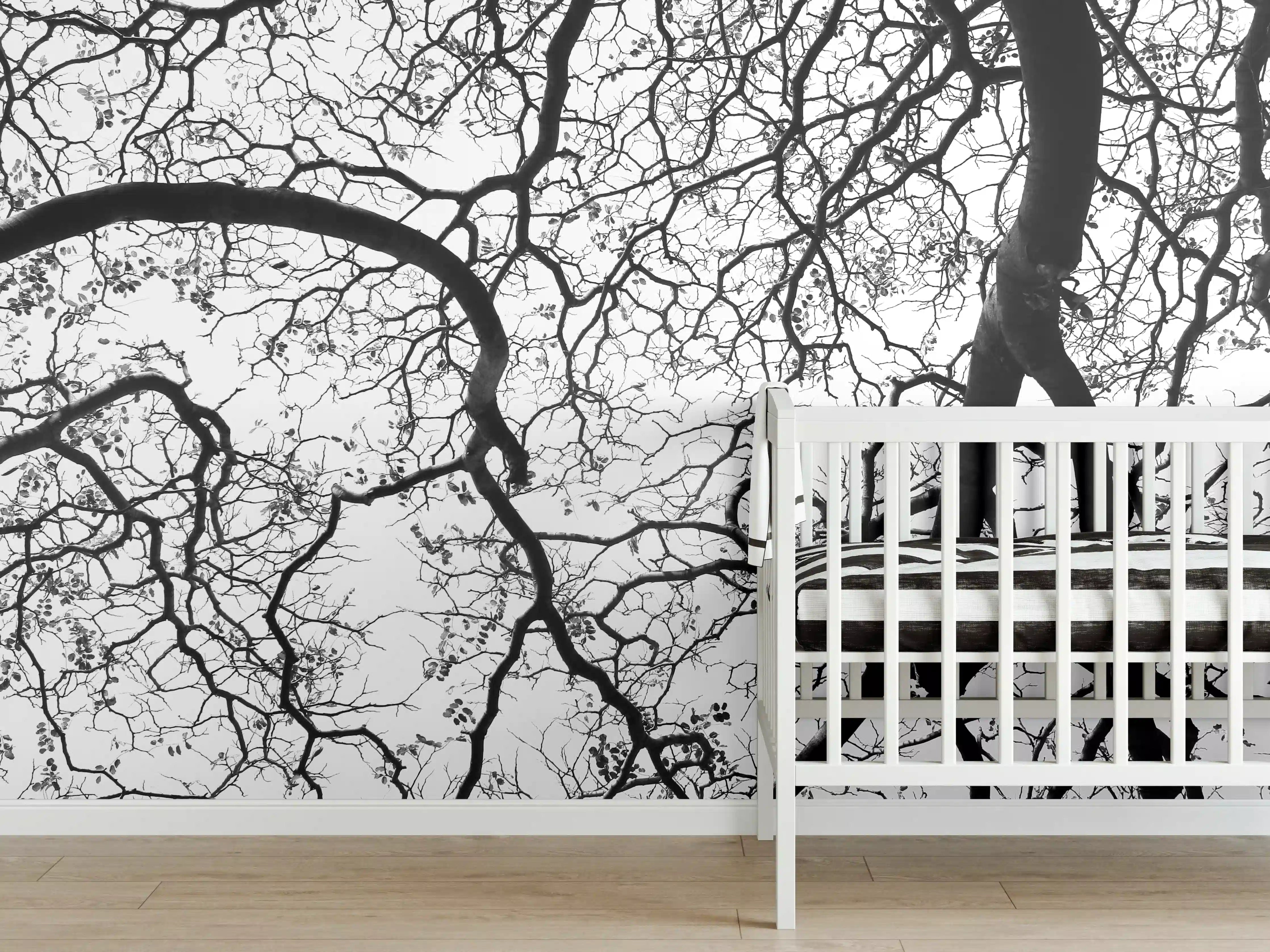 Babyzimmer Wandgestaltung - Baumkrone im Winterschlaf