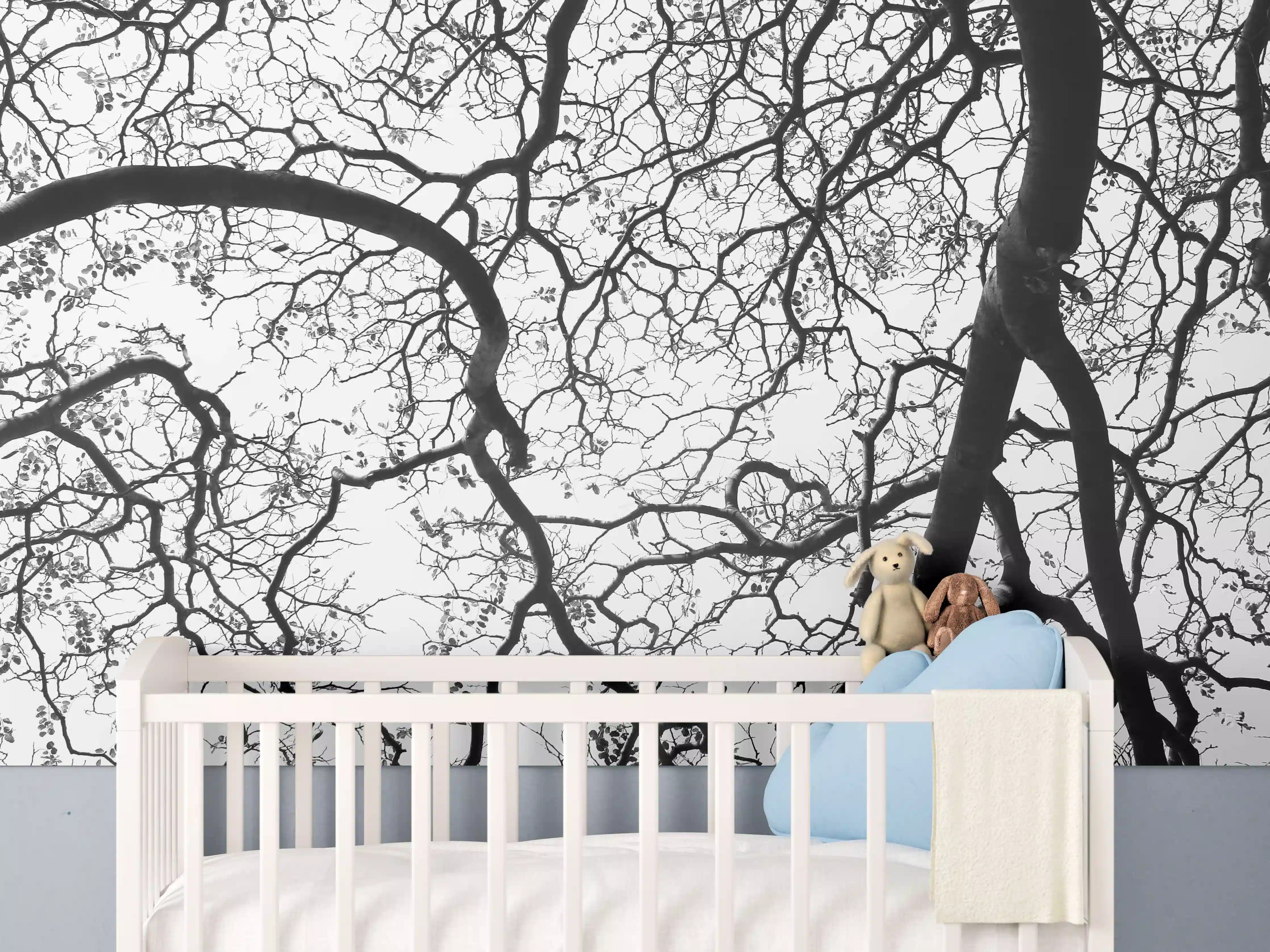 Babyzimmer Wandgestaltung - Baumkrone im Winterschlaf