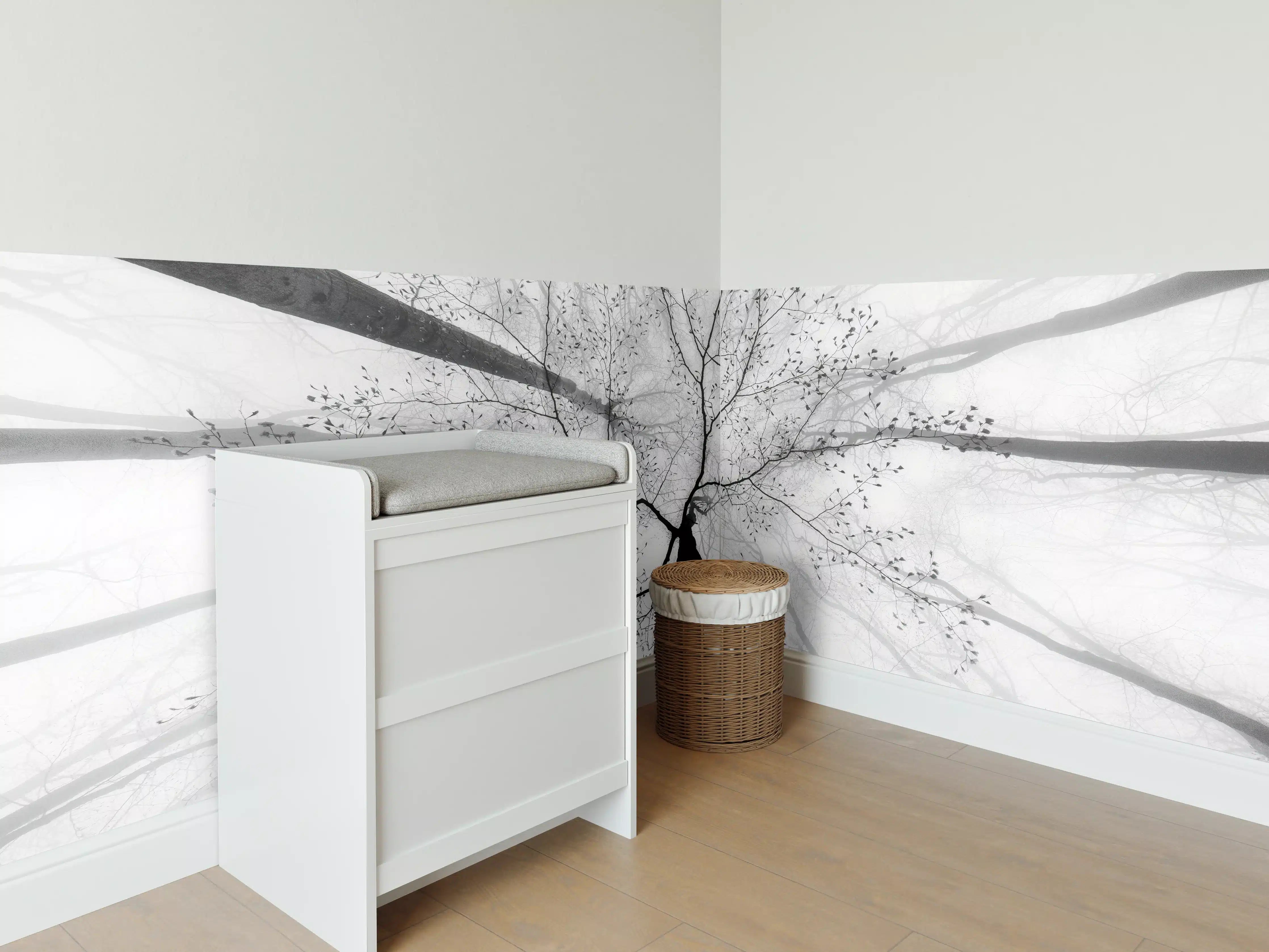 Babyzimmer Wandgestaltung - Baumkrone von unten im Winter