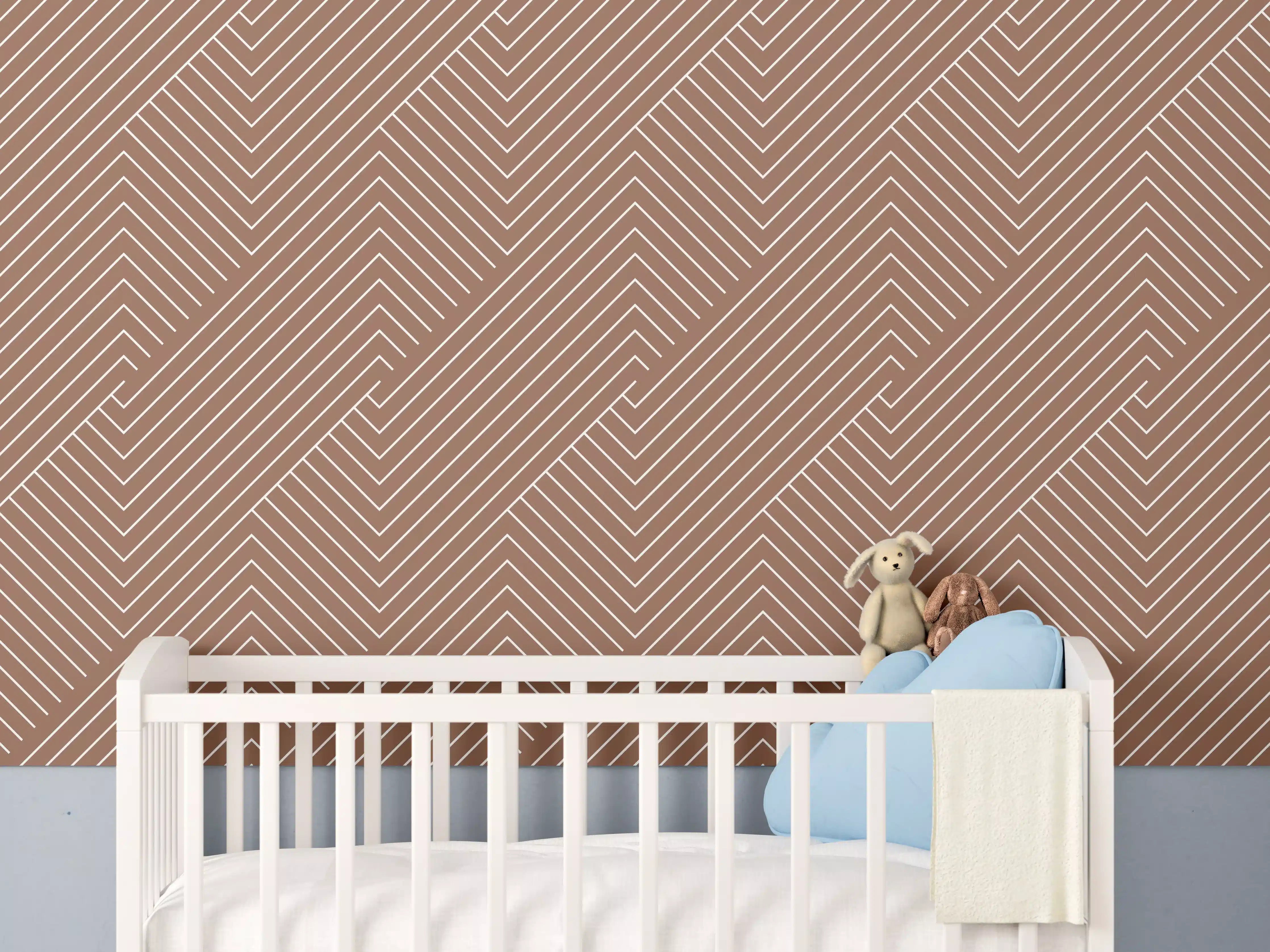 Babyzimmer Wandgestaltung - Beige-Braune Geometrische Fliesen