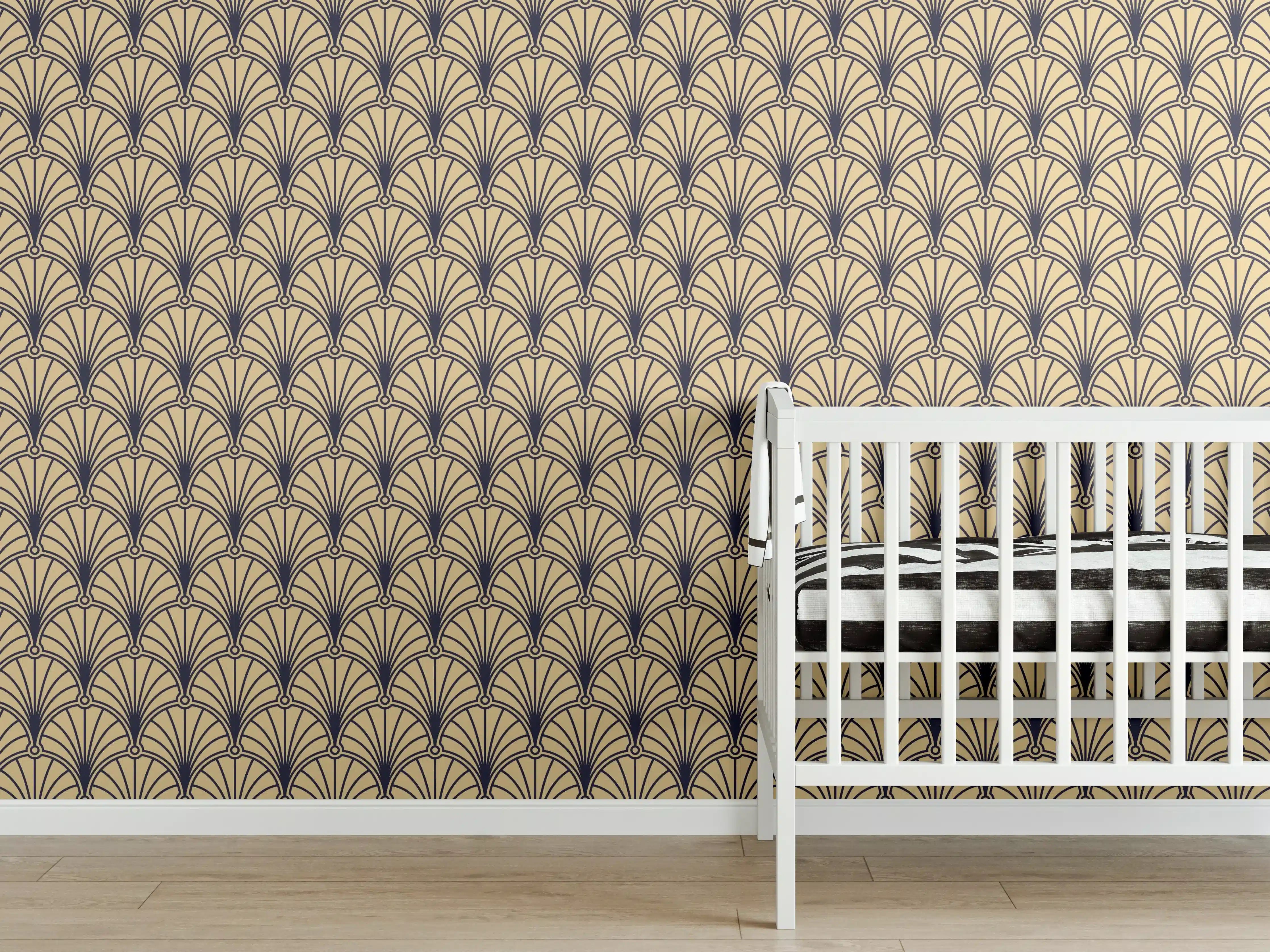 Babyzimmer Wandgestaltung - Beige Braune Webstruktur