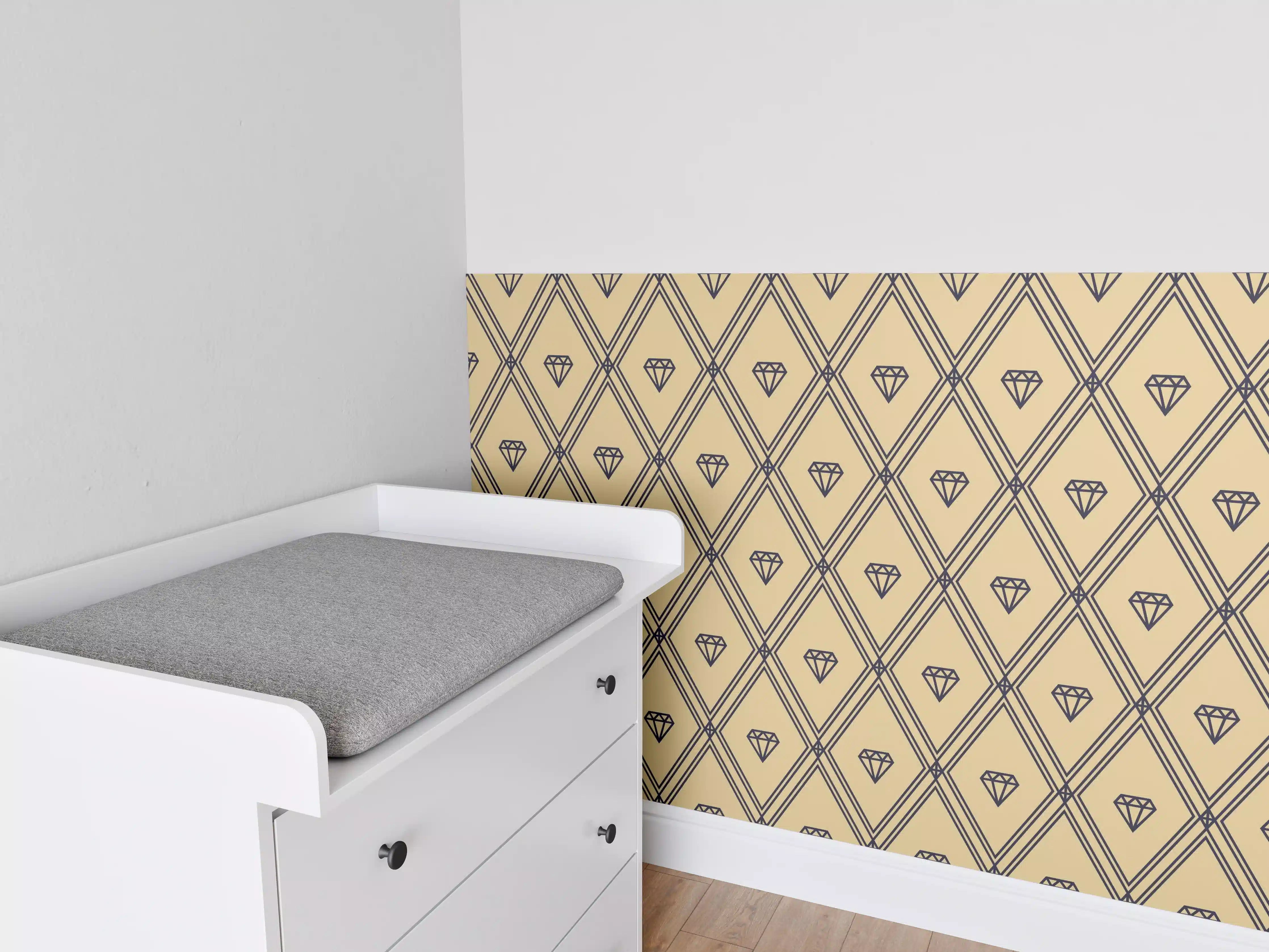 Babyzimmer Wandgestaltung - Beige-Gelbes Grafik-Muster