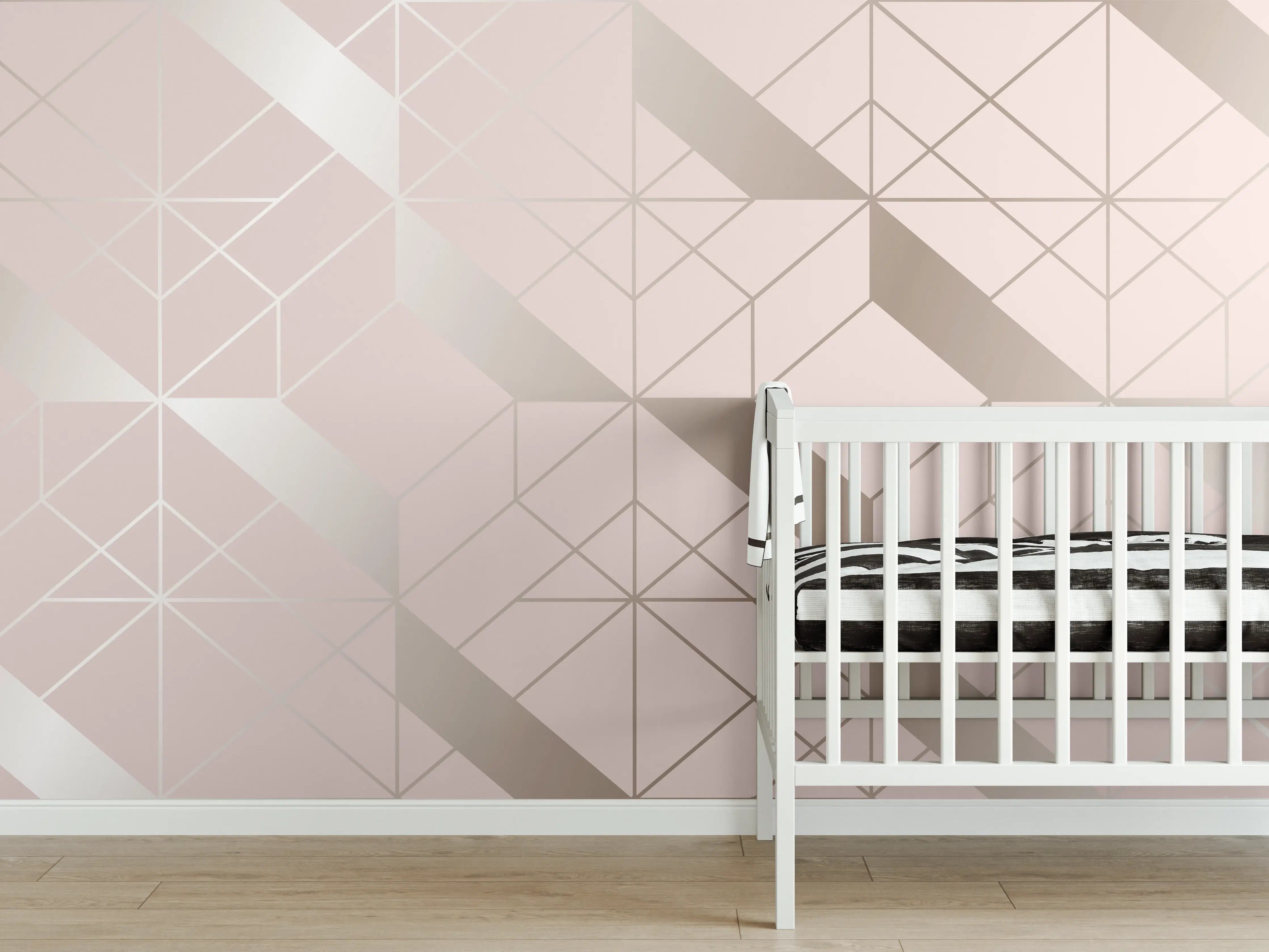 Babyzimmer Wandgestaltung - Beige Geometrie-Muster Tapete