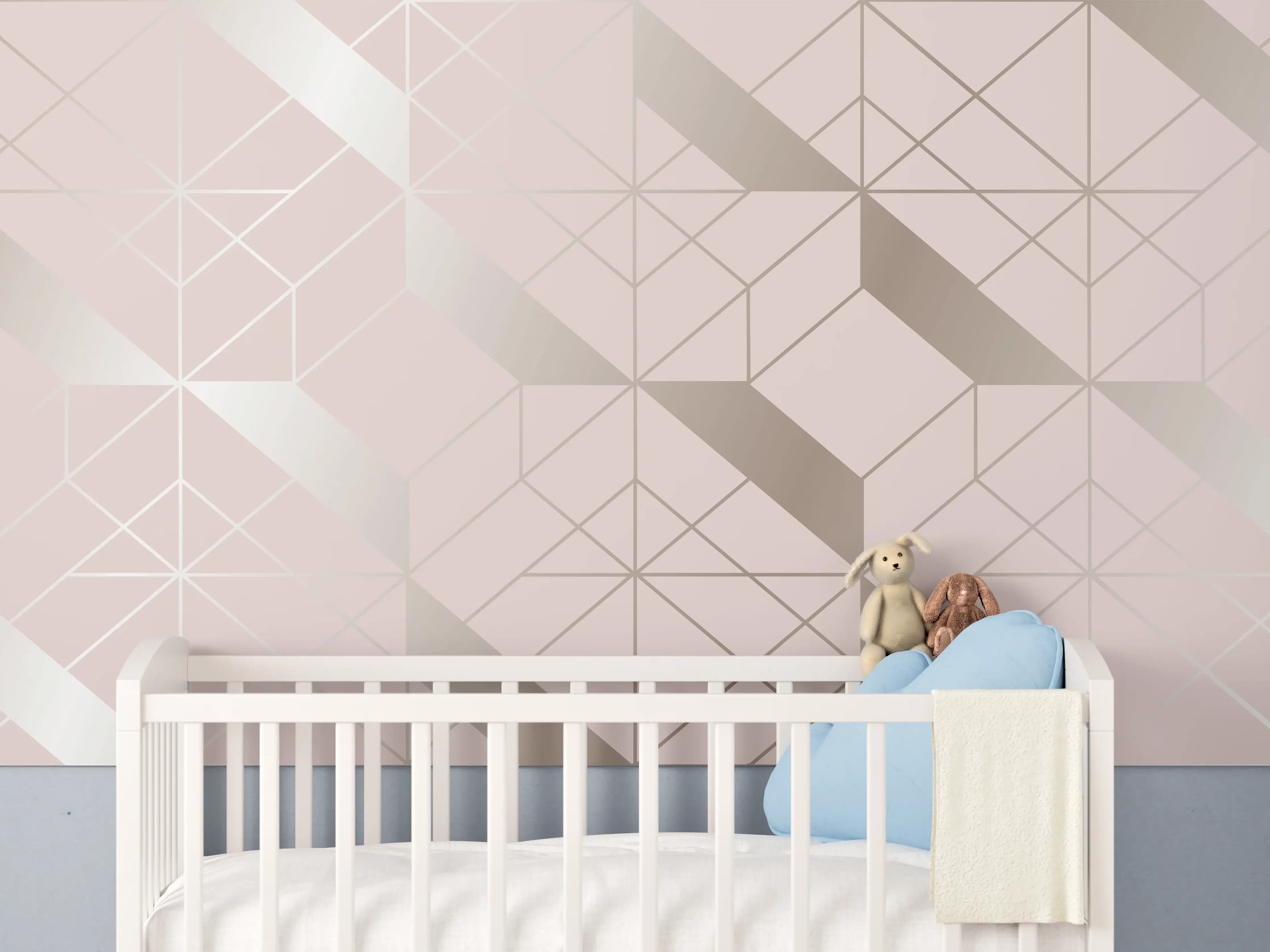 Babyzimmer Wandgestaltung - Beige Geometrie-Muster Tapete