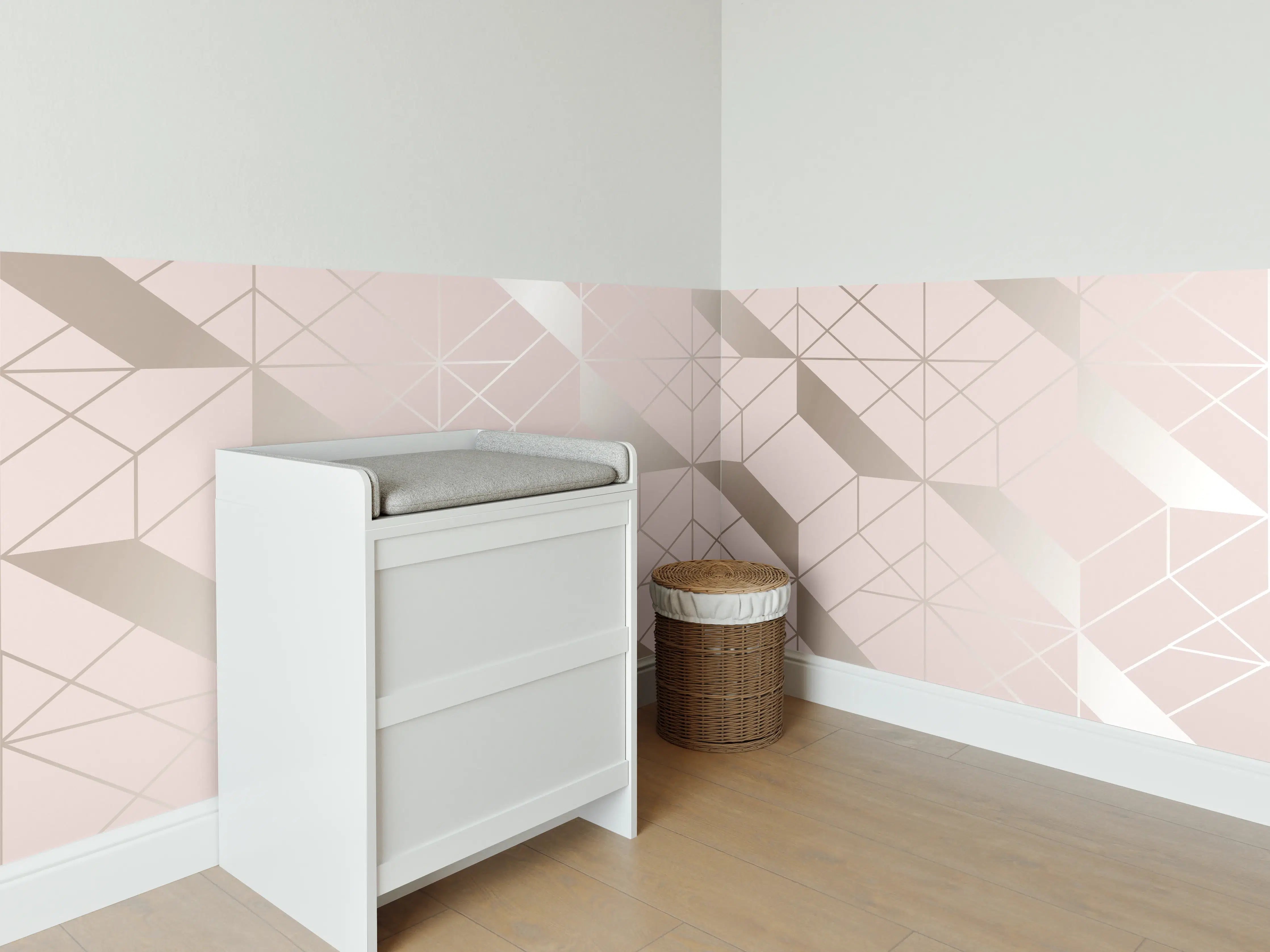 Babyzimmer Wandgestaltung - Beige Geometrie-Muster Tapete