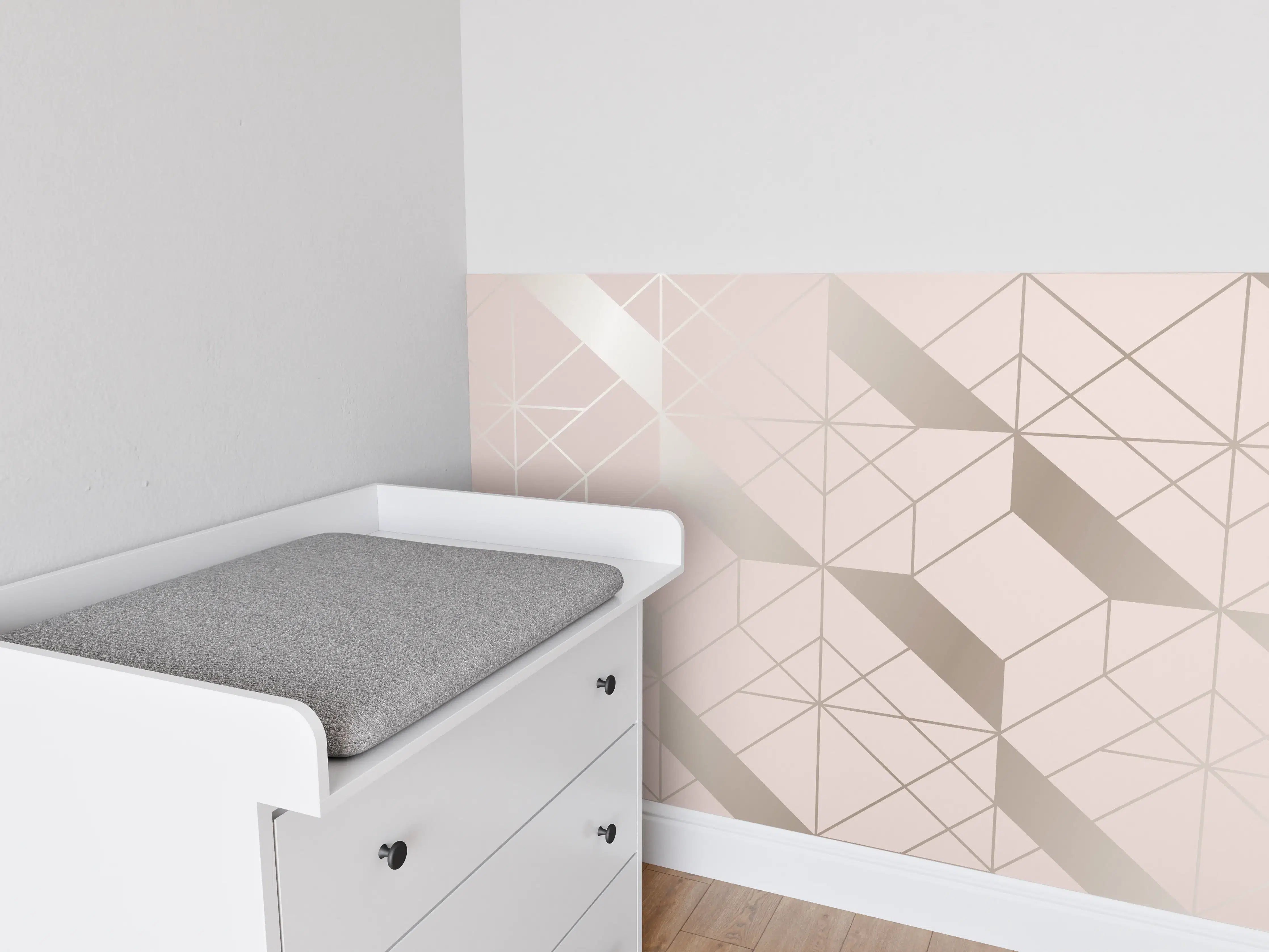 Babyzimmer Wandgestaltung - Beige Geometrie-Muster Tapete
