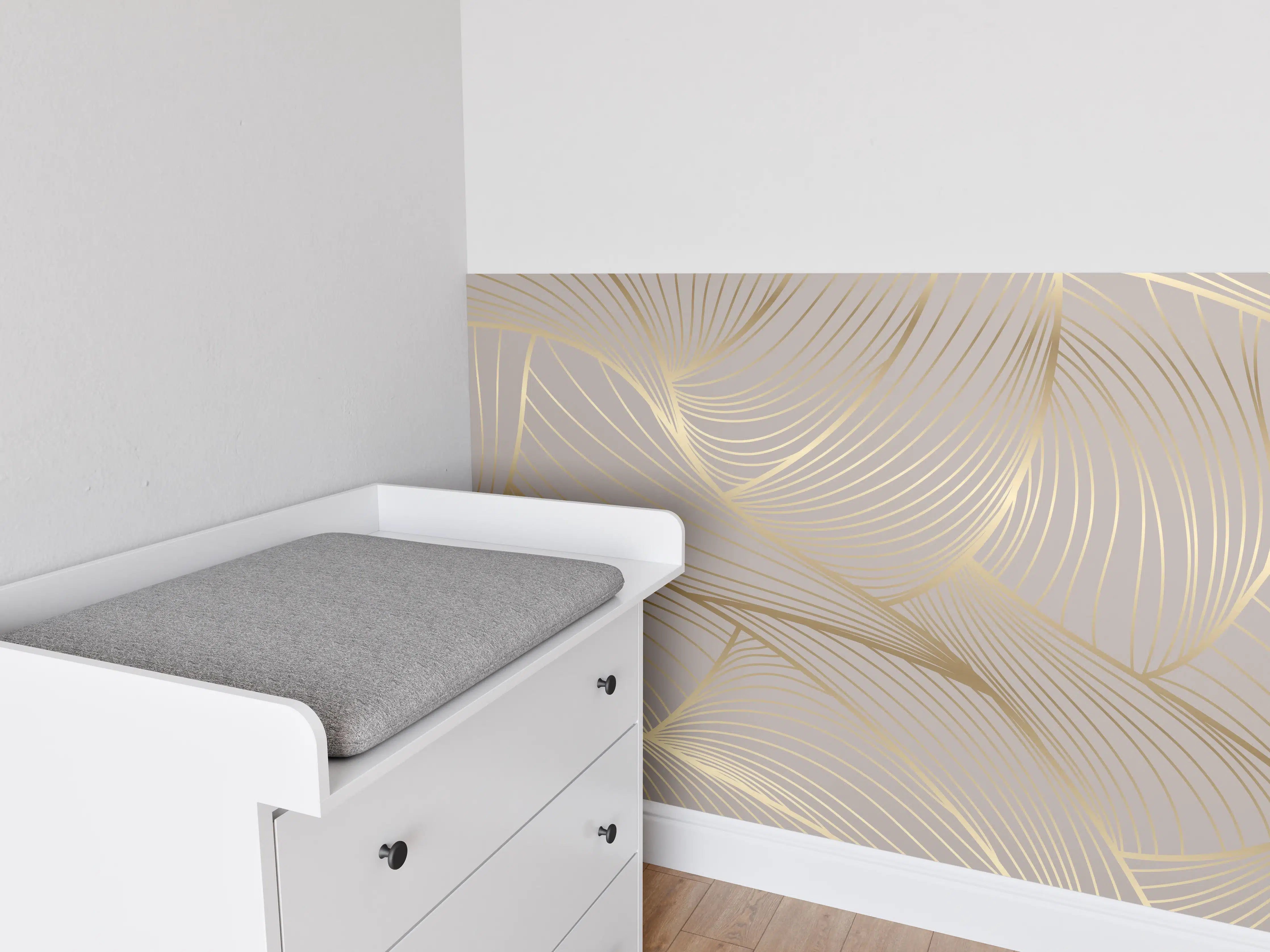 Babyzimmer Wandgestaltung - Beige-Goldene Linien Muster