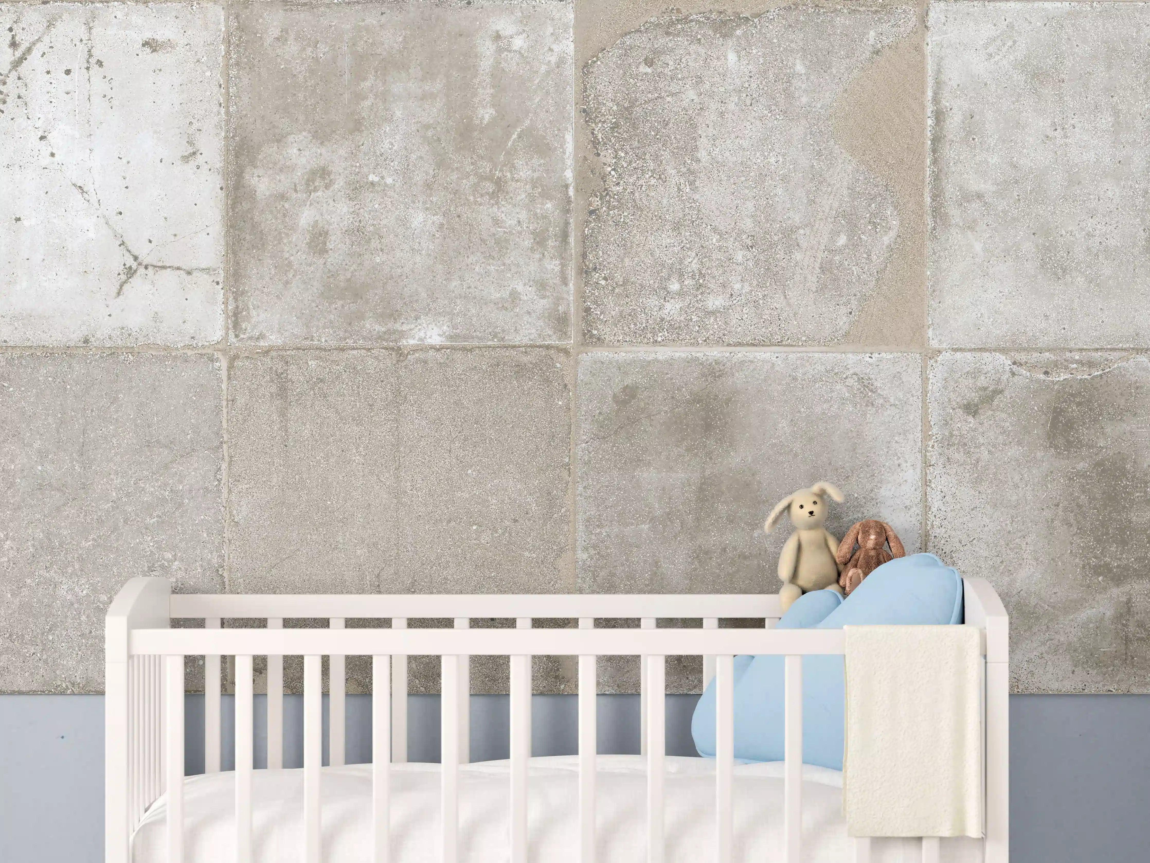 Babyzimmer Wandgestaltung - Beige Grau Steinwand-Textur