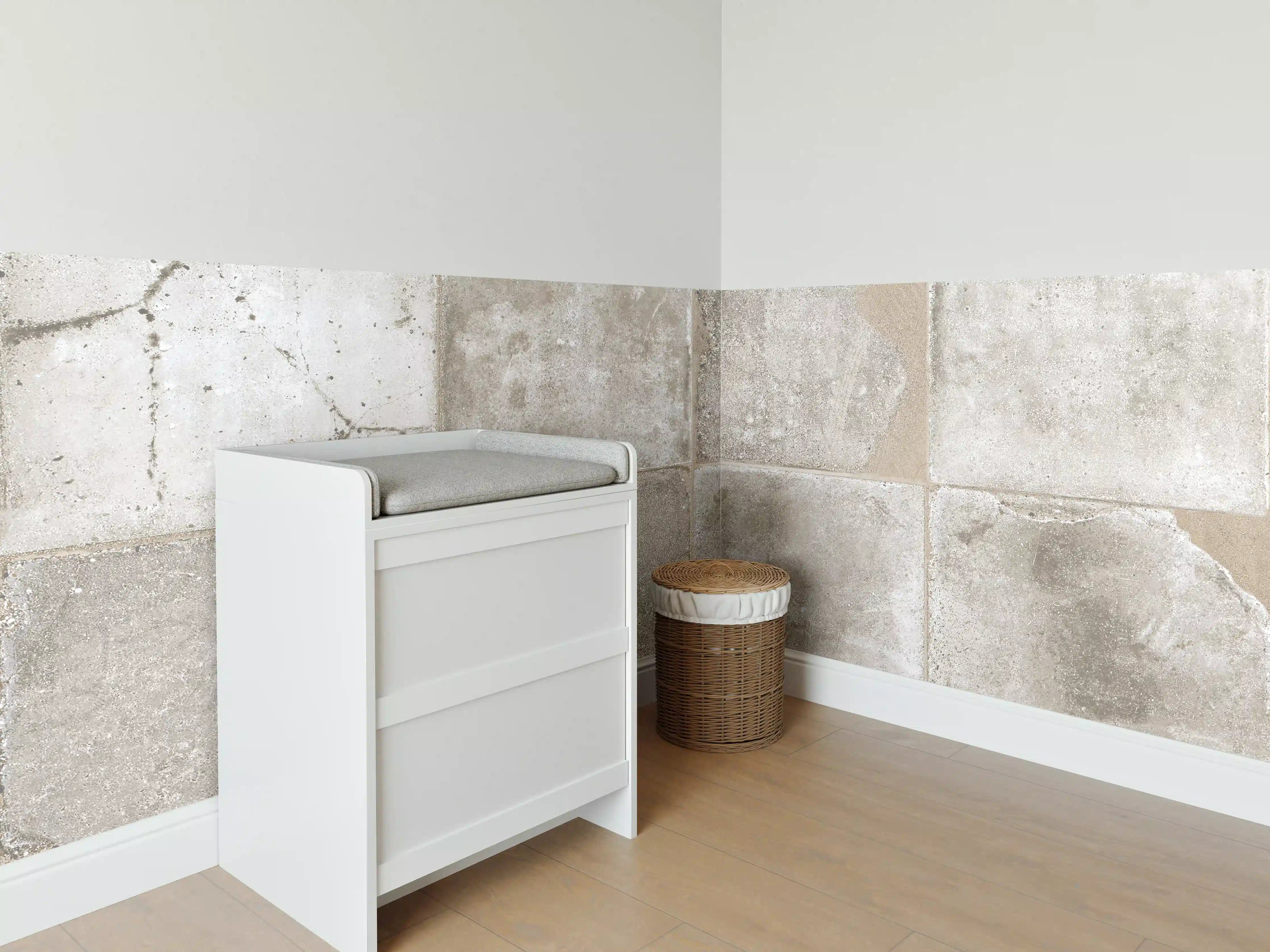 Babyzimmer Wandgestaltung - Beige Grau Steinwand-Textur