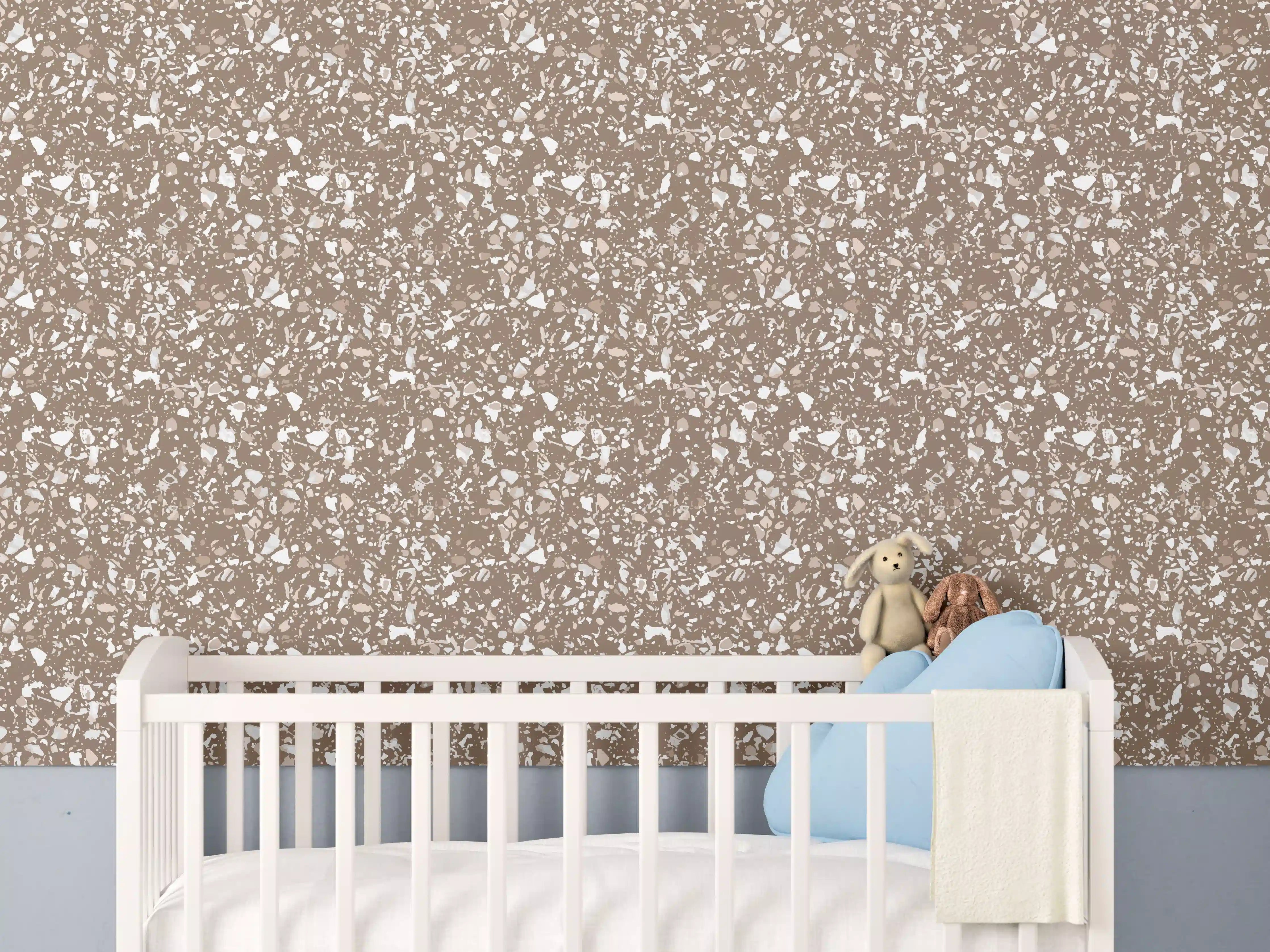 Babyzimmer Wandgestaltung - Beige-Grau-Terrazzo-Textur