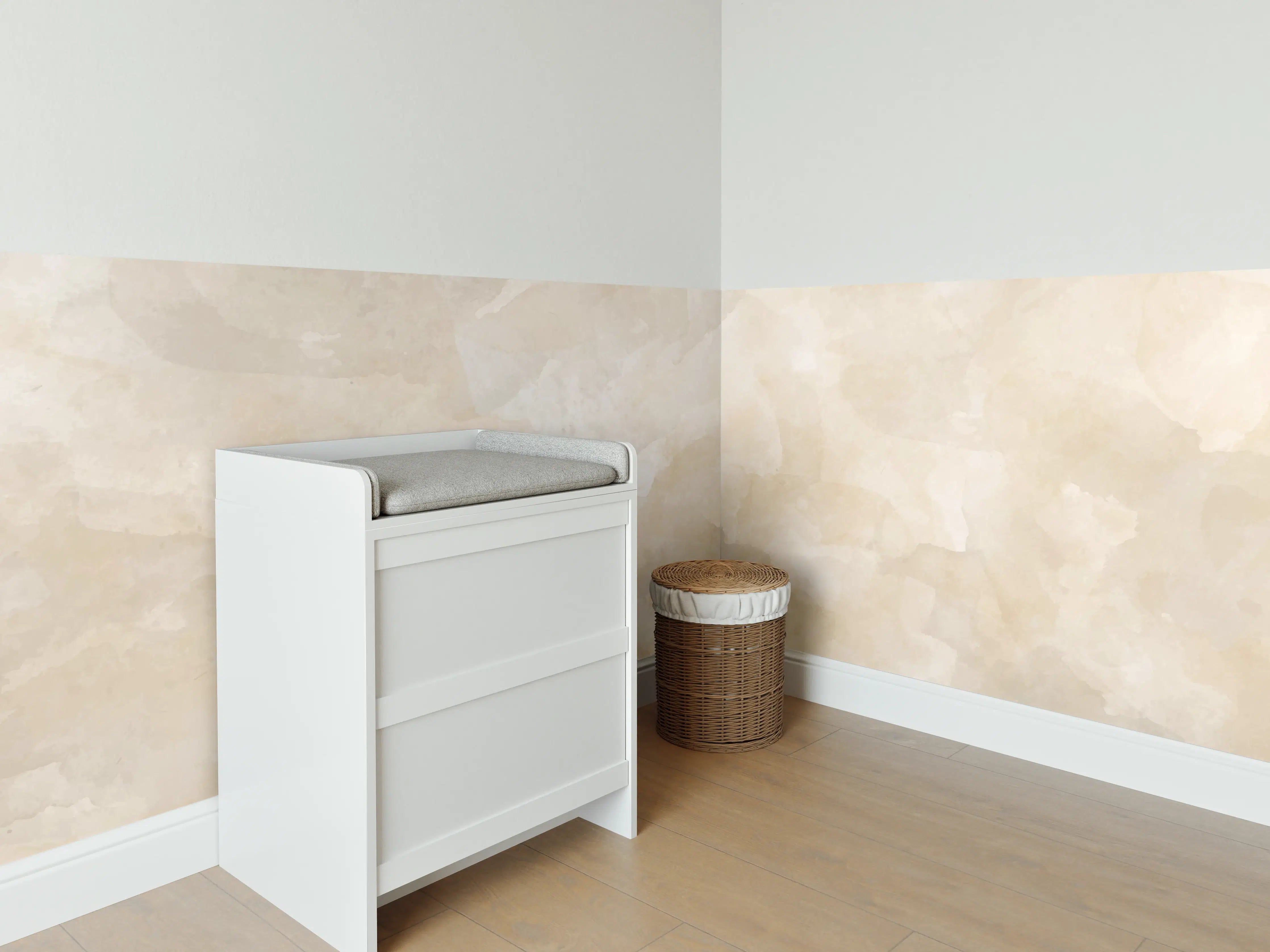 Babyzimmer Wandgestaltung - Beige-Graue Edelstein-Optik