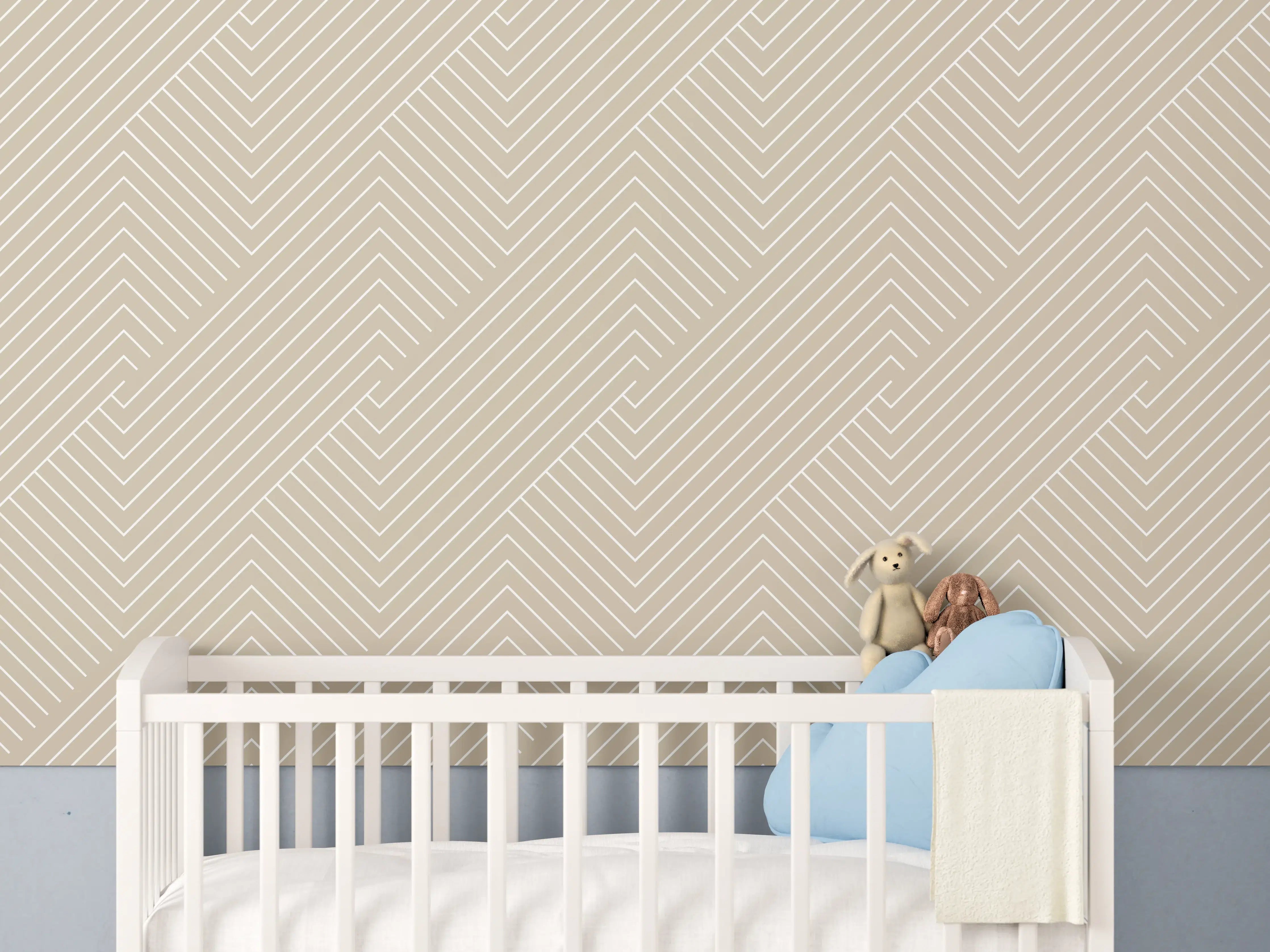 Babyzimmer Wandgestaltung - Beige-Graue Muster-Textur