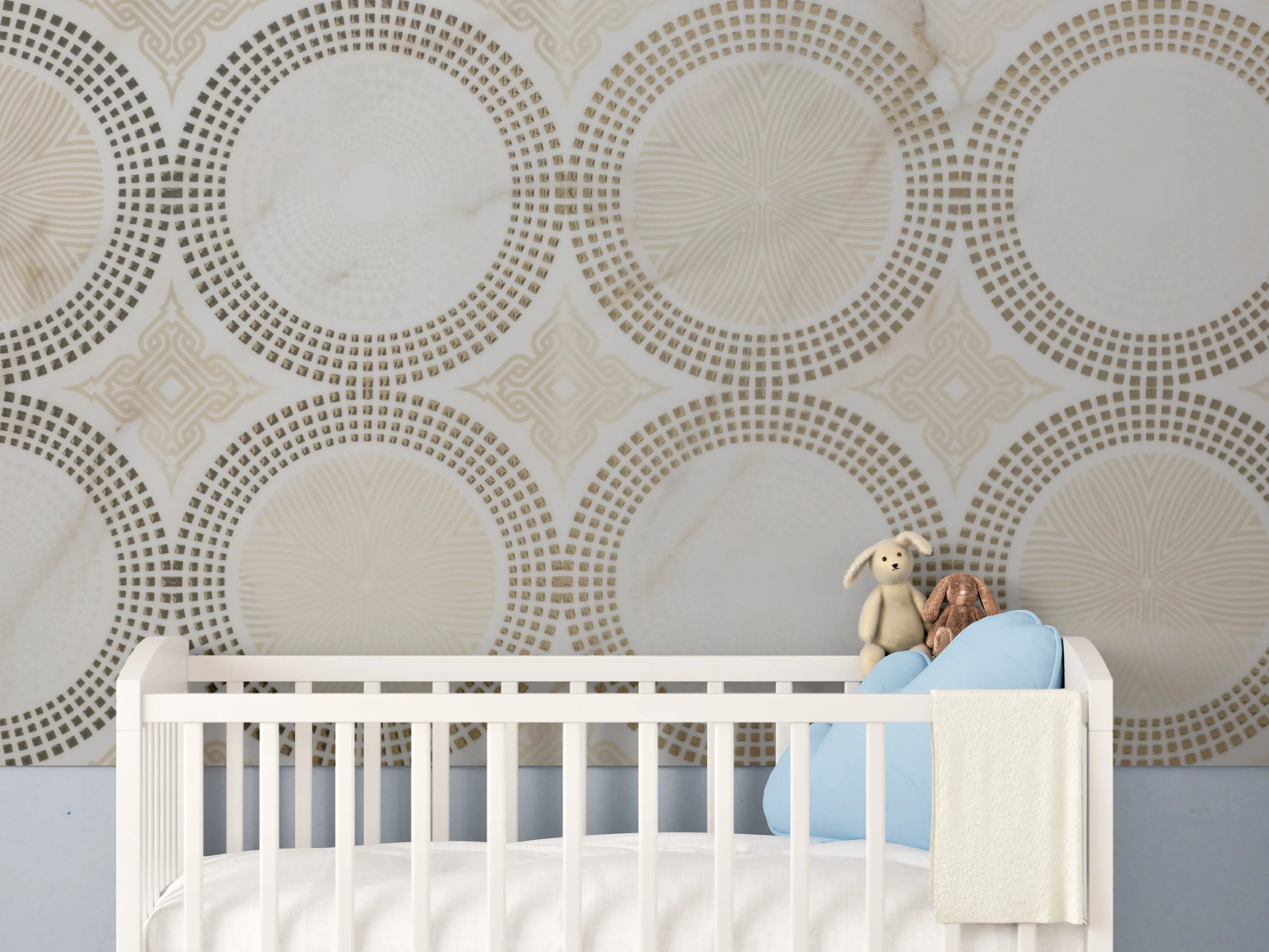 Babyzimmer Wandgestaltung - Beige Mosaikfliesen mit Muster