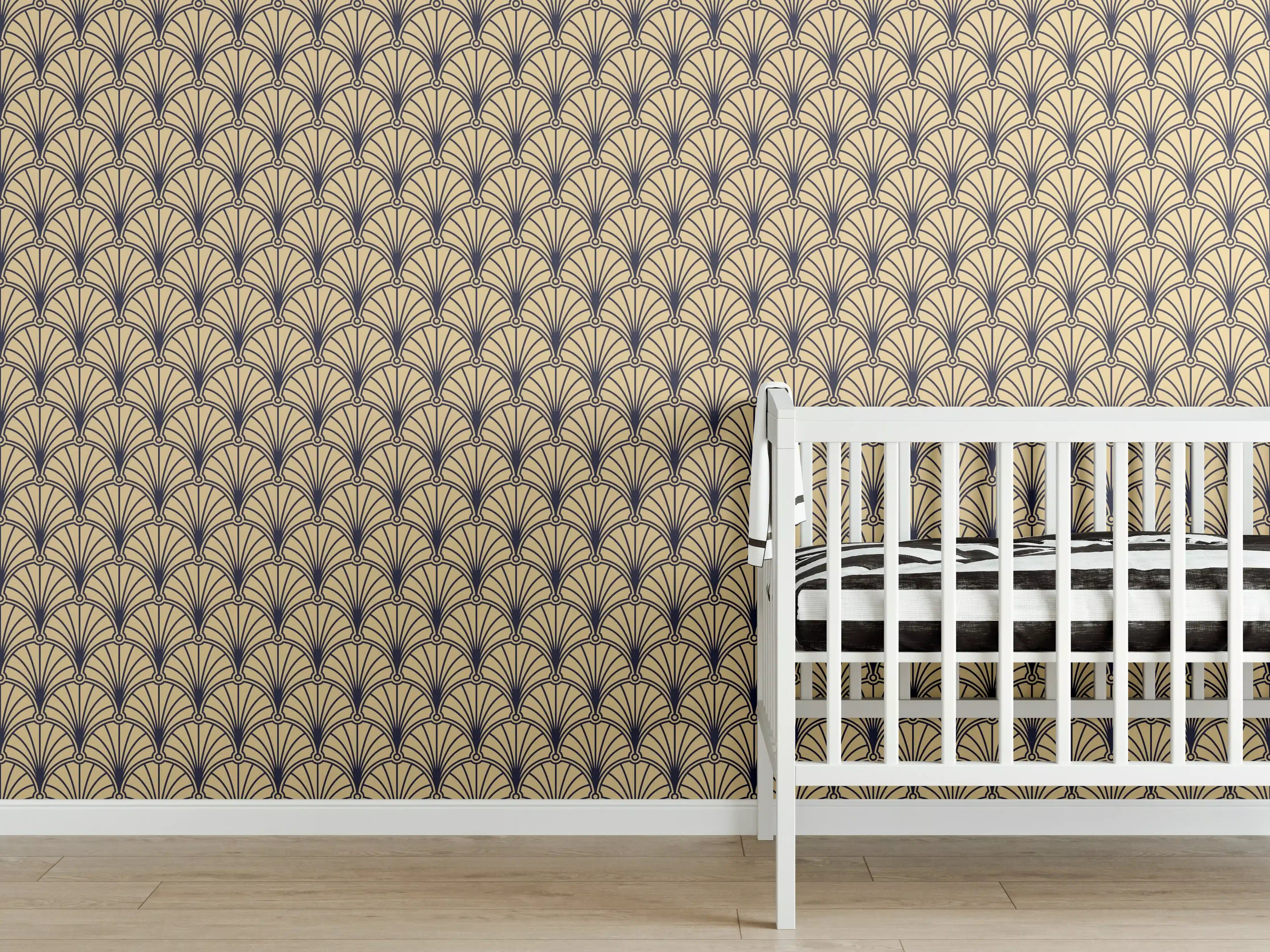 Babyzimmer Wandgestaltung - Beige Muster Tapete