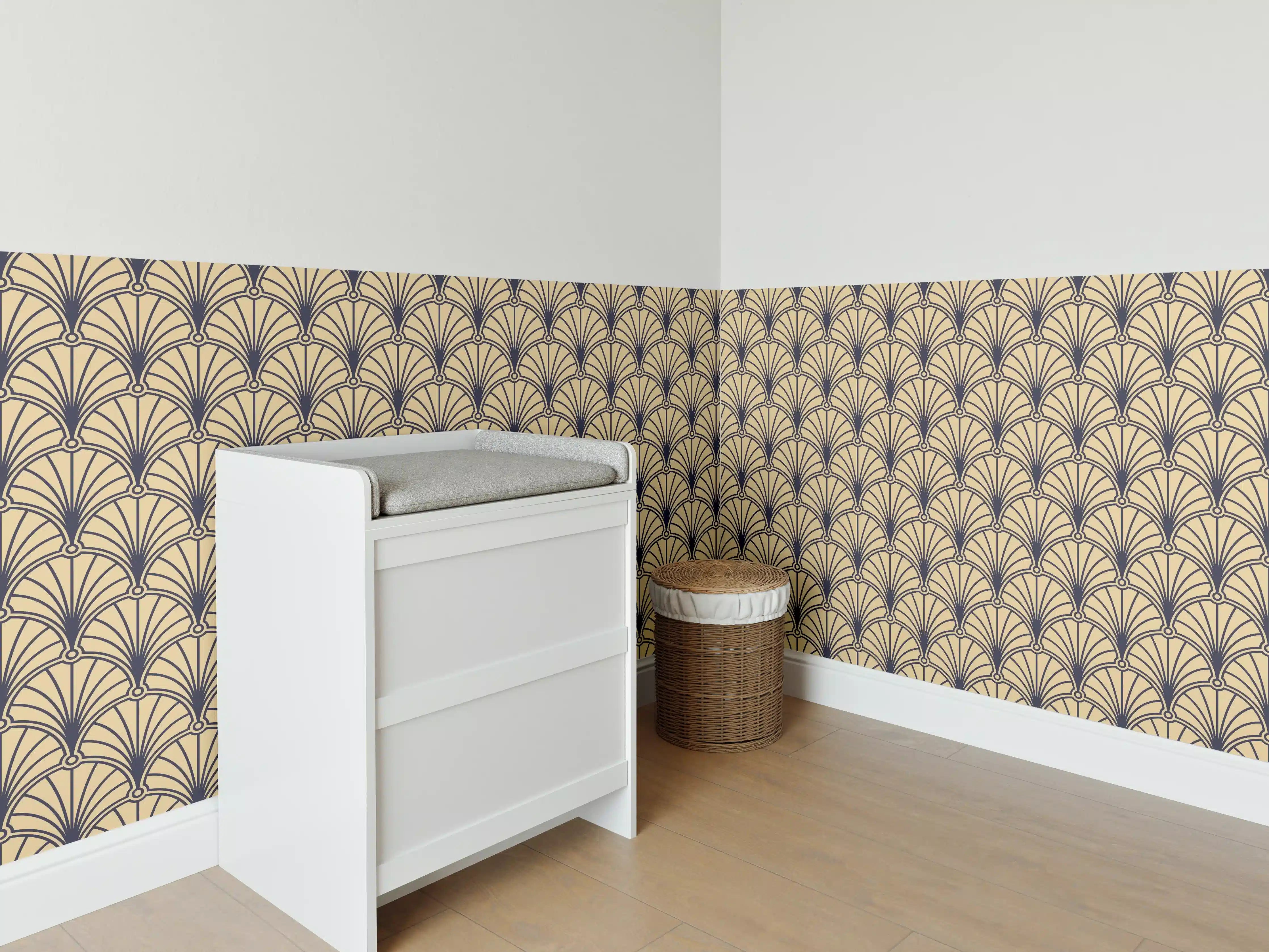 Babyzimmer Wandgestaltung - Beige Muster Tapete