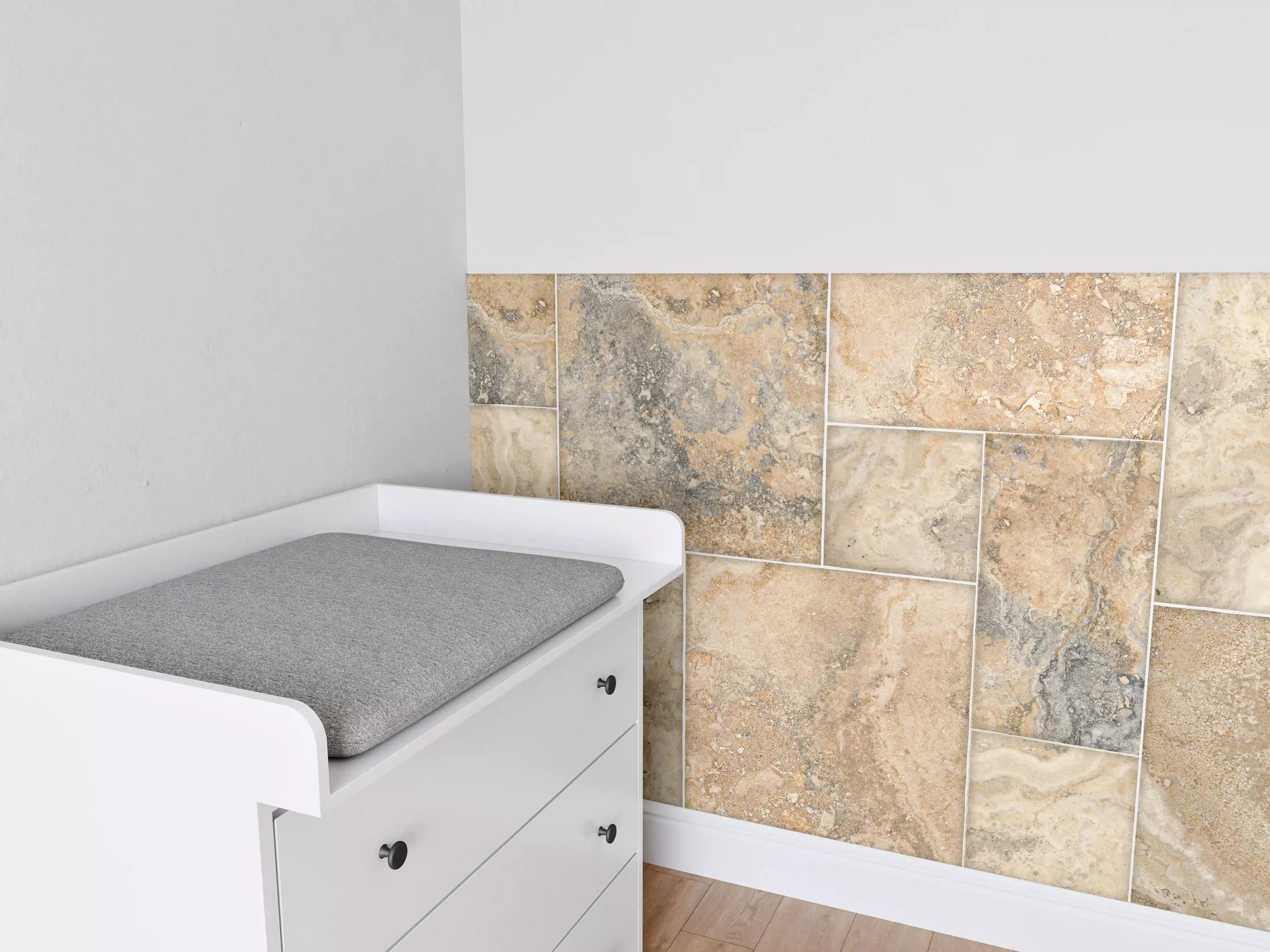Babyzimmer Wandgestaltung - Beige Naturstein Wandtextur