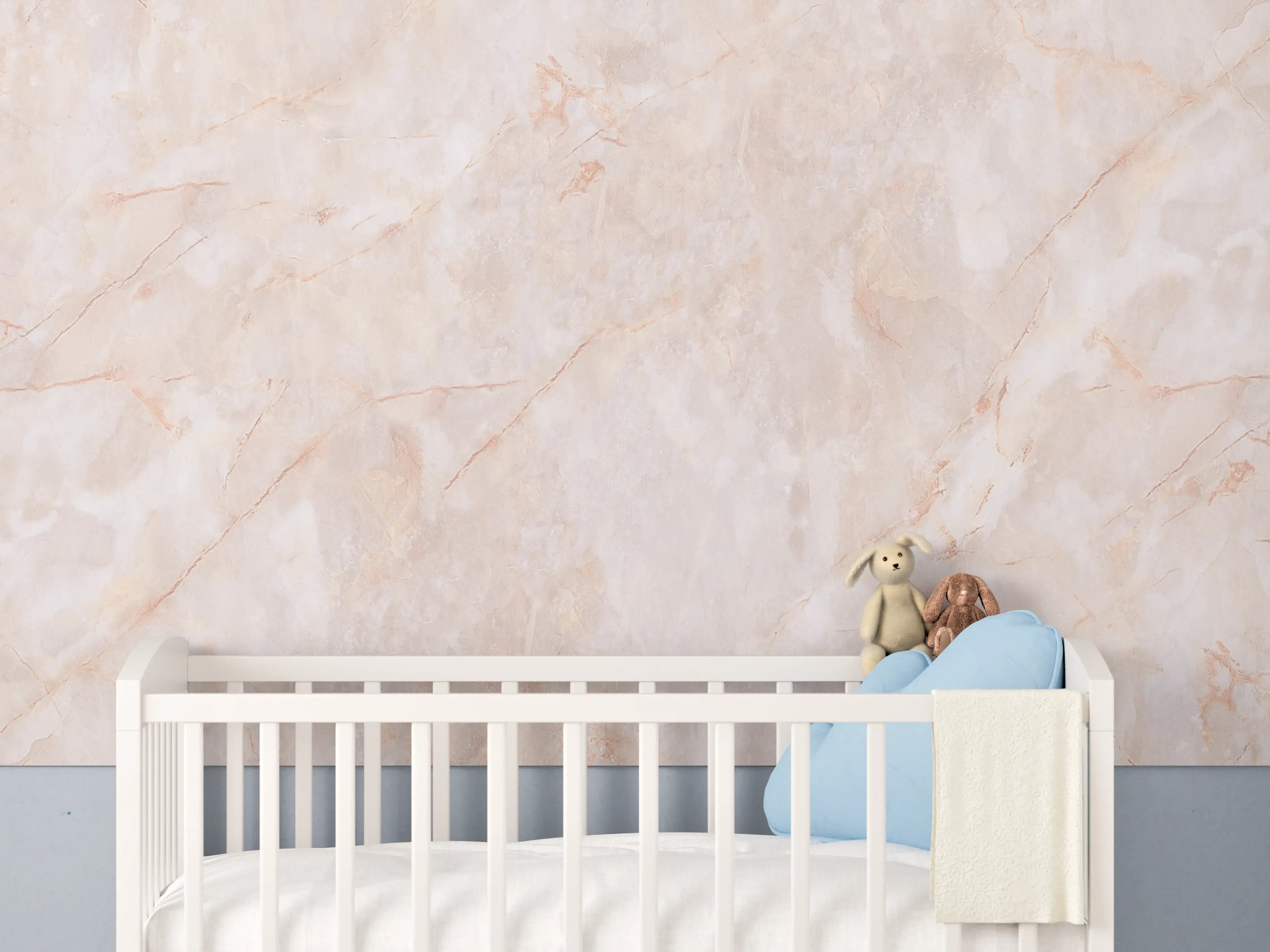 Babyzimmer Wandgestaltung - Beige-Rosa Marmorstein