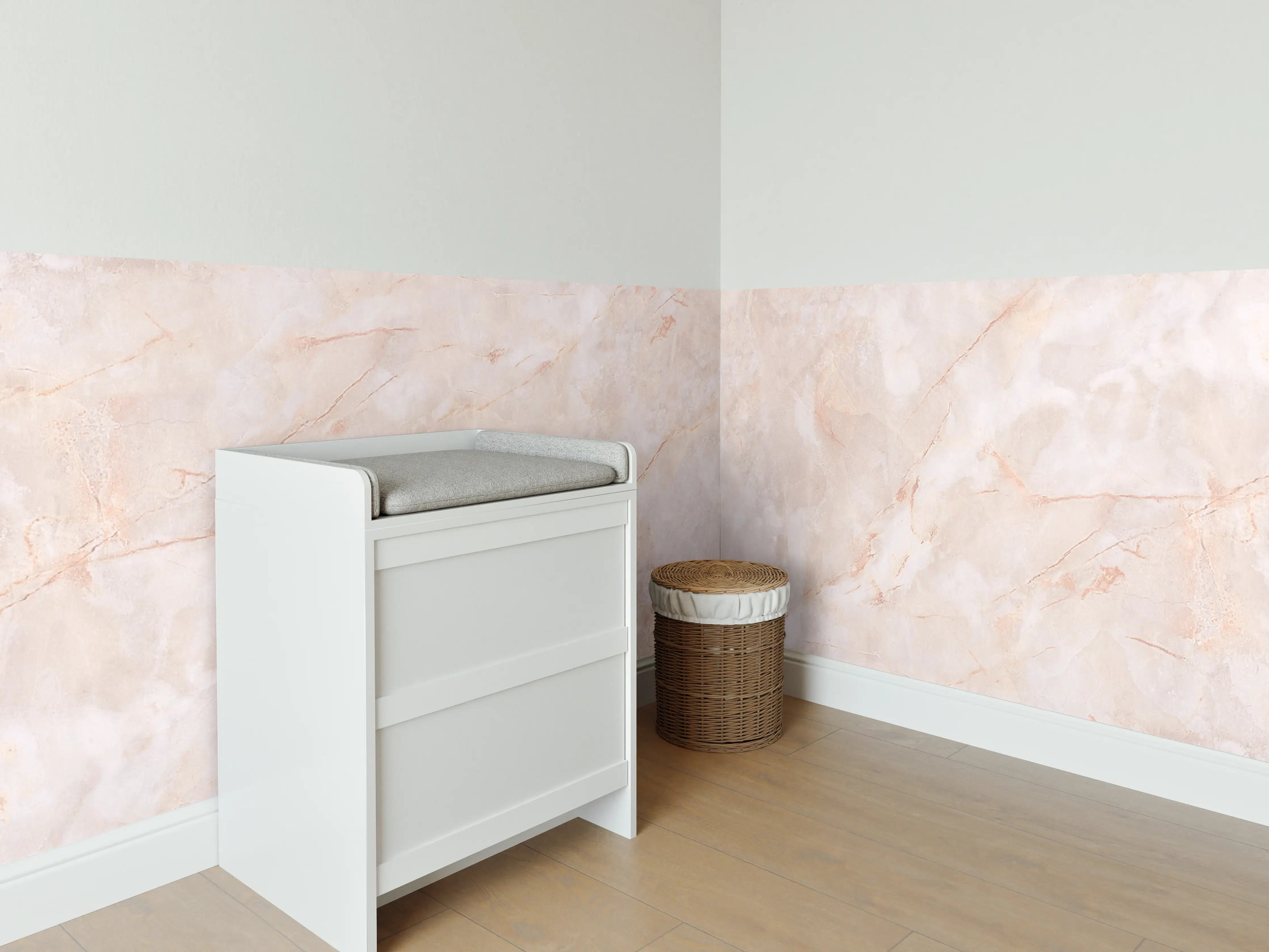 Babyzimmer Wandgestaltung - Beige-Rosa Marmorstein