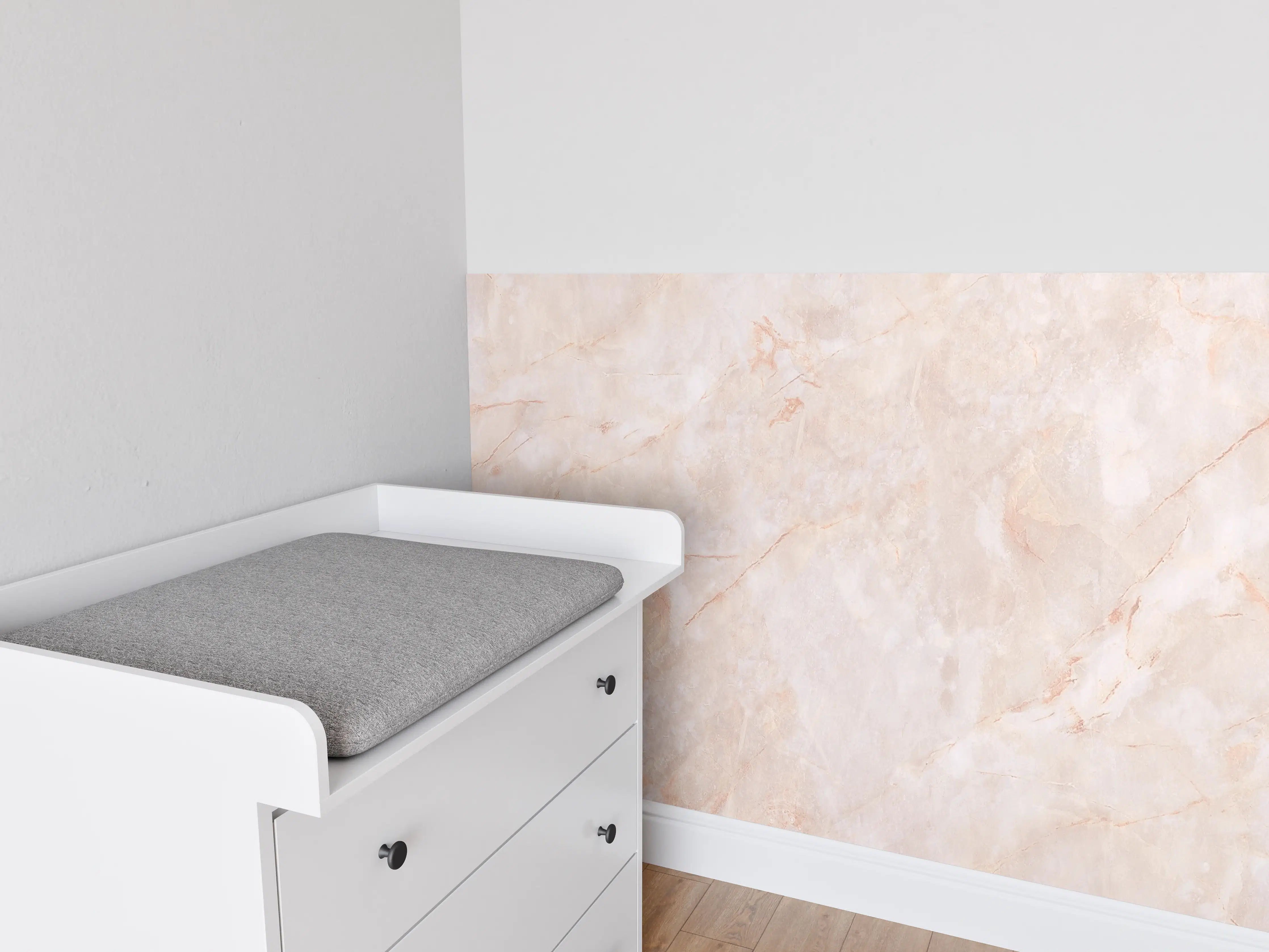 Babyzimmer Wandgestaltung - Beige-Rosa Marmorstein