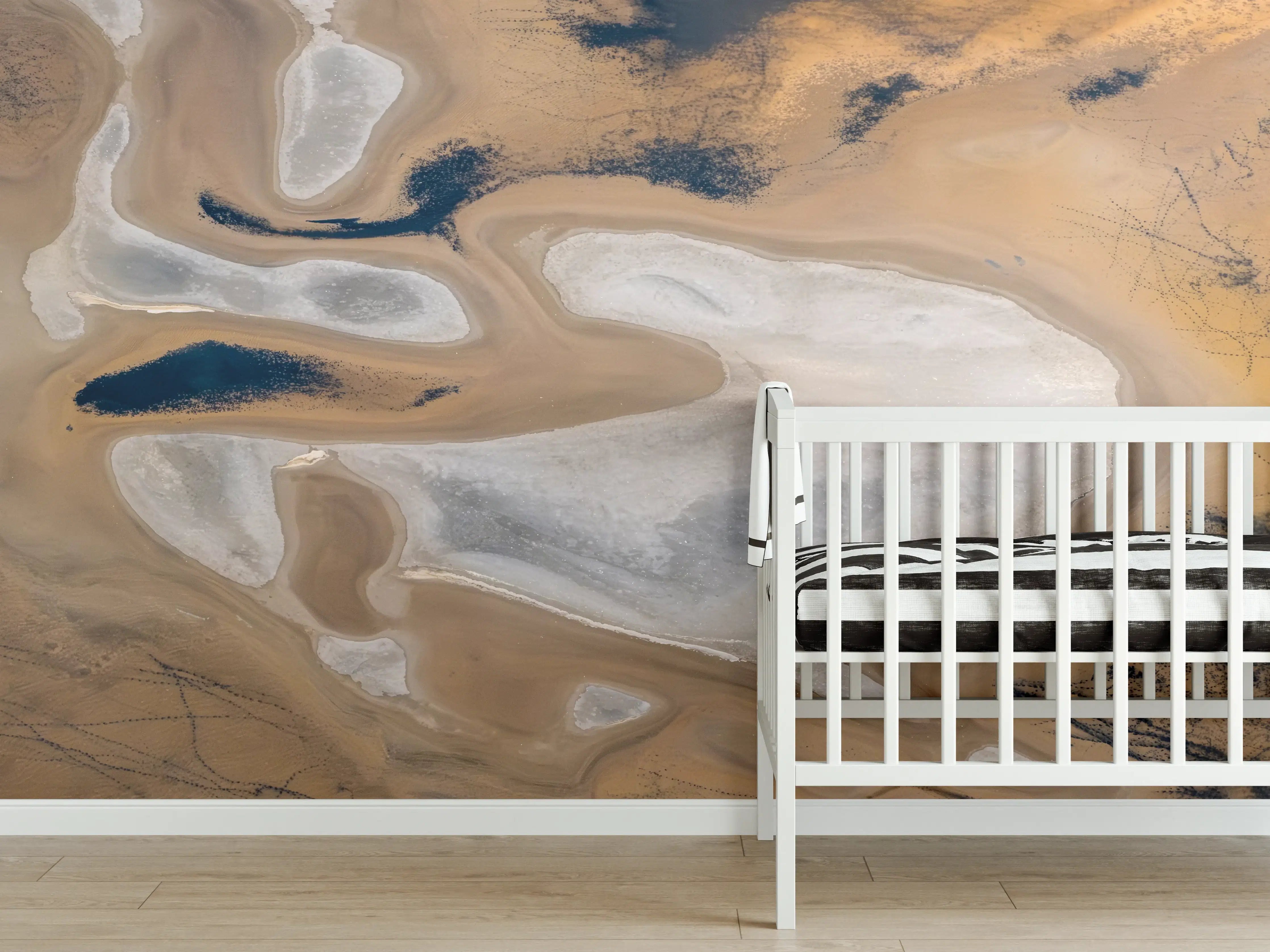 Babyzimmer Wandgestaltung - Beige Sand Abstraktion