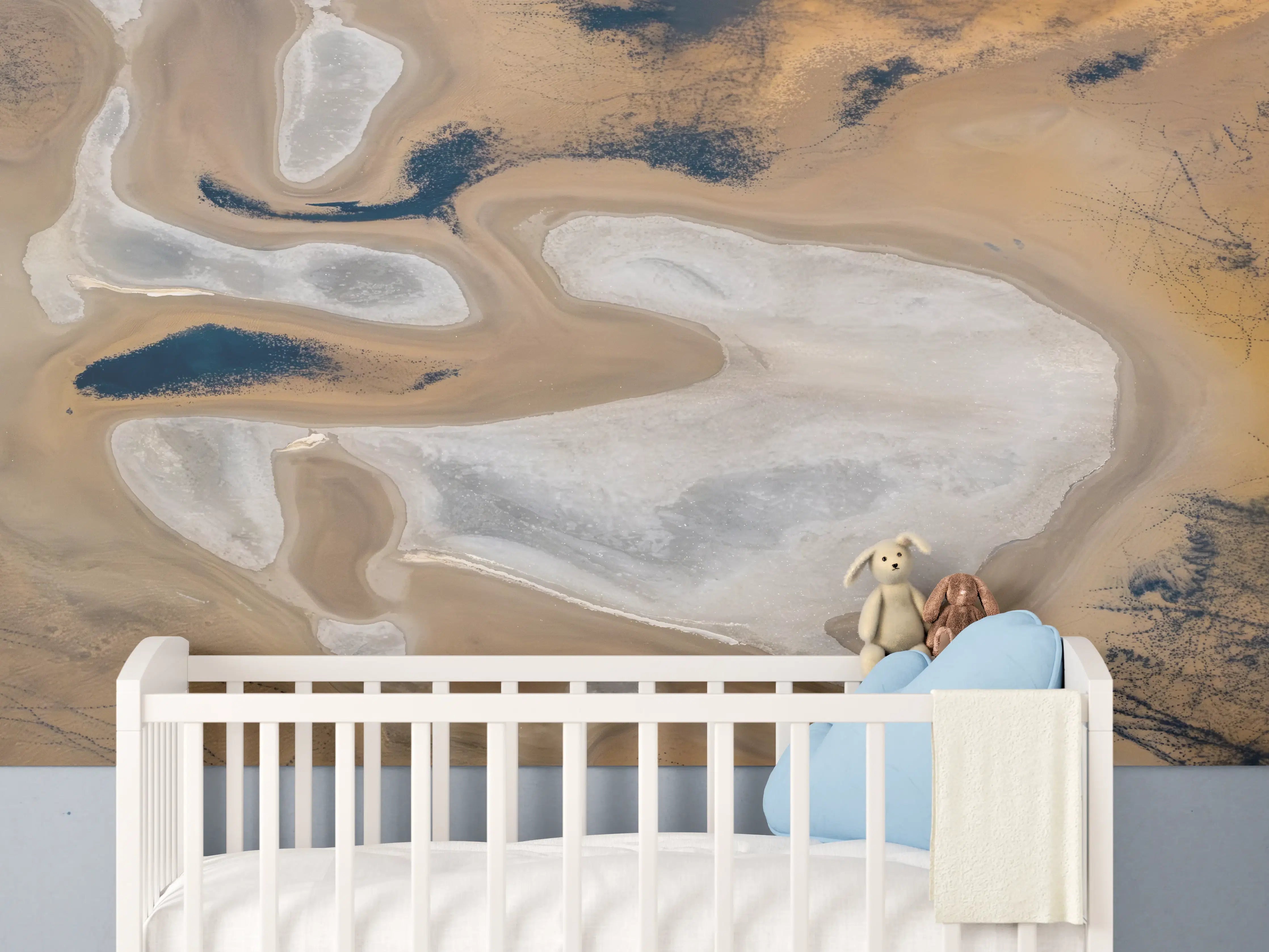Babyzimmer Wandgestaltung - Beige Sand Abstraktion